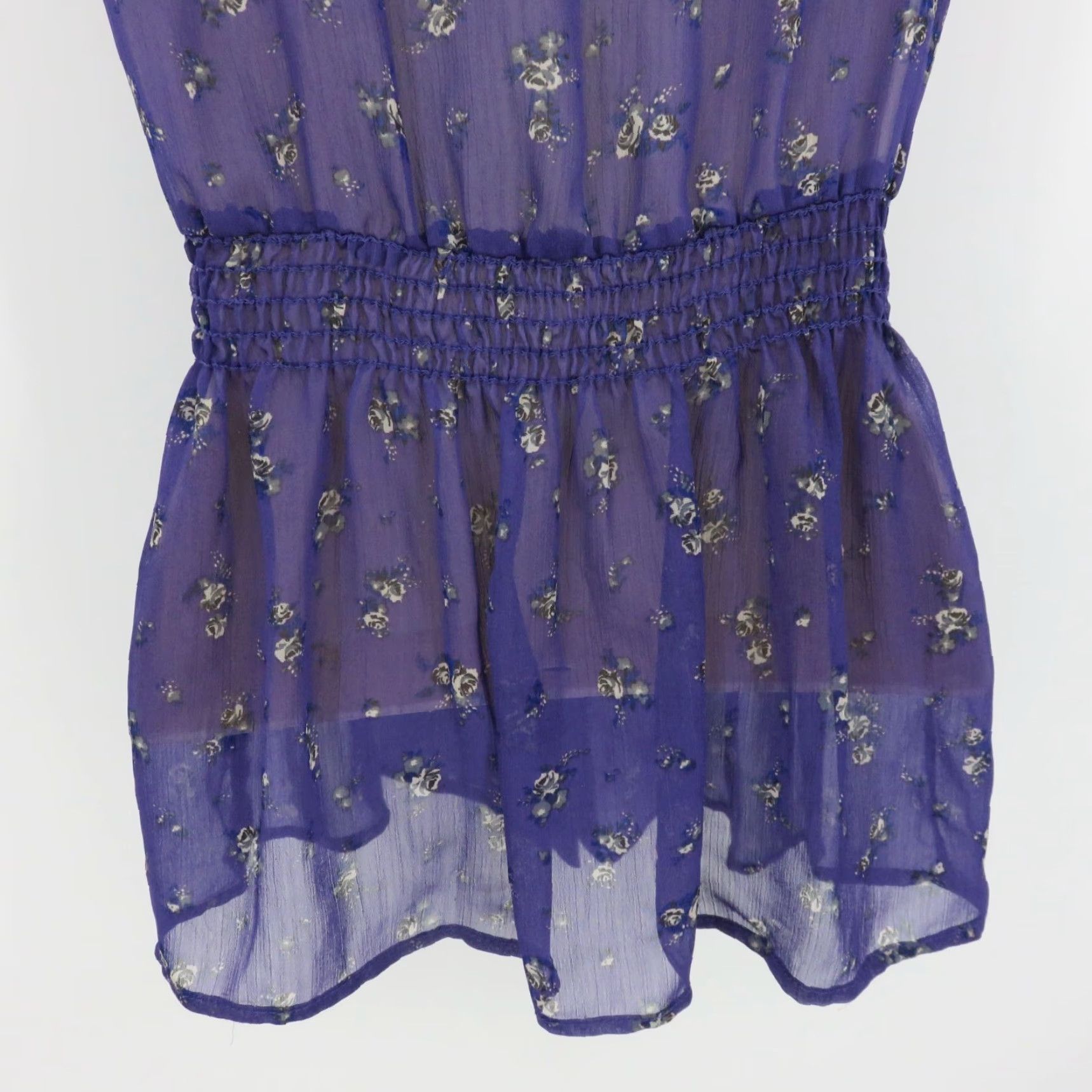 Vintage VINTAGE Kirra Shirt Juniors Small Purple Rose Floral Sheer Ruffle Blouse Top Button Closure Casual Size S / US 4 / IT 40 - 6 Thumbnail