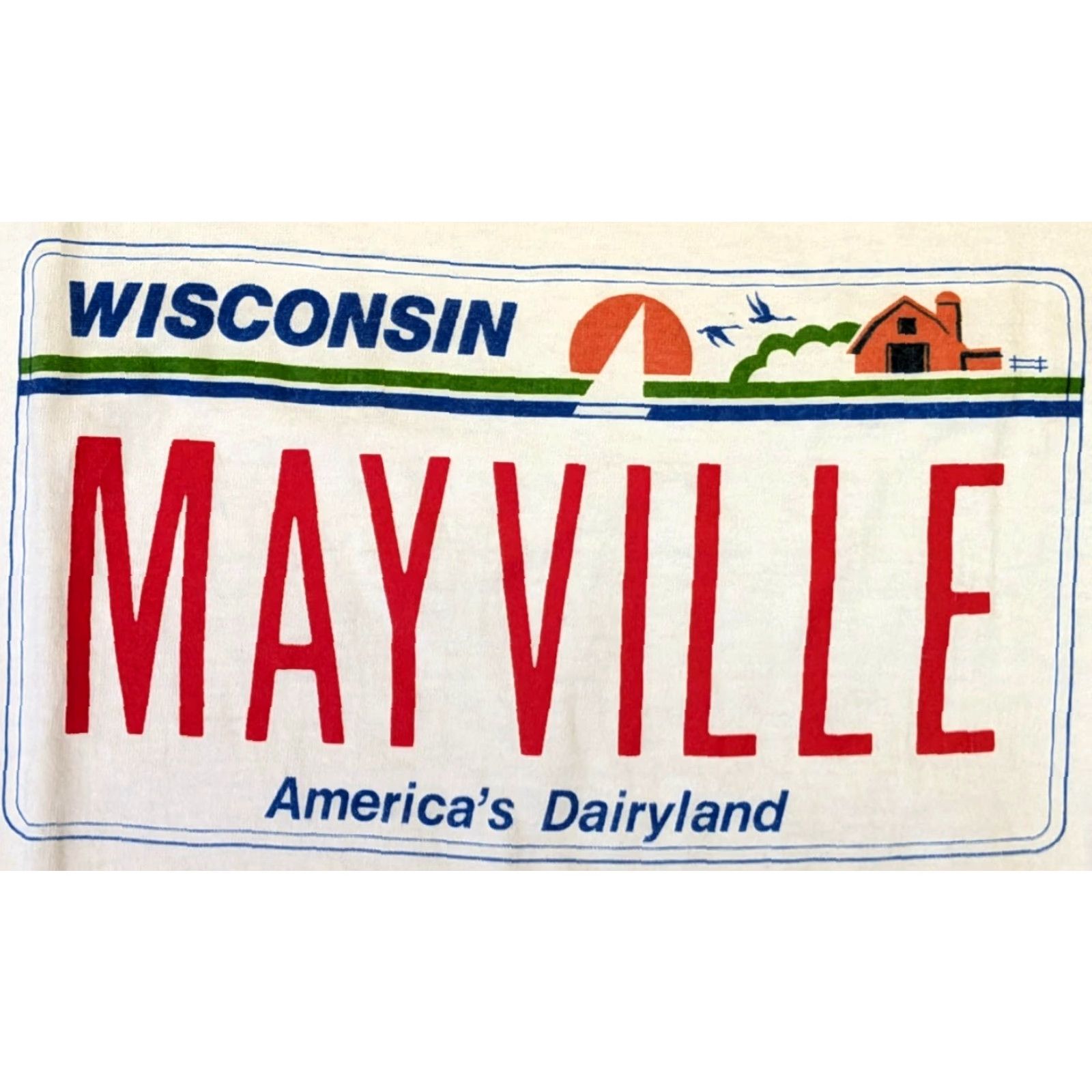 Fruit Of The Loom VINTAGE Fruit of the Loom L Mayville Wisconsin License Plate White T-Shirt USA Shirt Mens Size US L / EU 52-54 / 3 - 3 Thumbnail