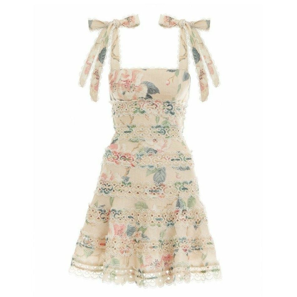 Other Goodnight Macaroon 'Dolly' Crochet Tied Straps Floral Dress Size L / US 10 / IT 46 - 1 Thumbnail
