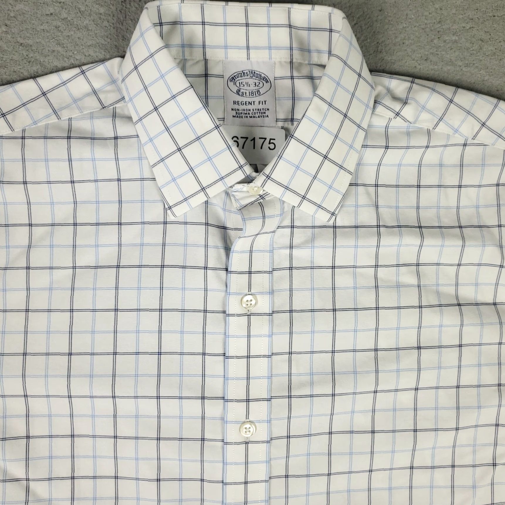 Brooks Brothers Brooks Brothers Shirt Mens 15.5 White Plaid Regent Dress Button Up Long Sleeve Blue Pattern Plaid Classic 90s? Size 42R - 2 Thumbnail