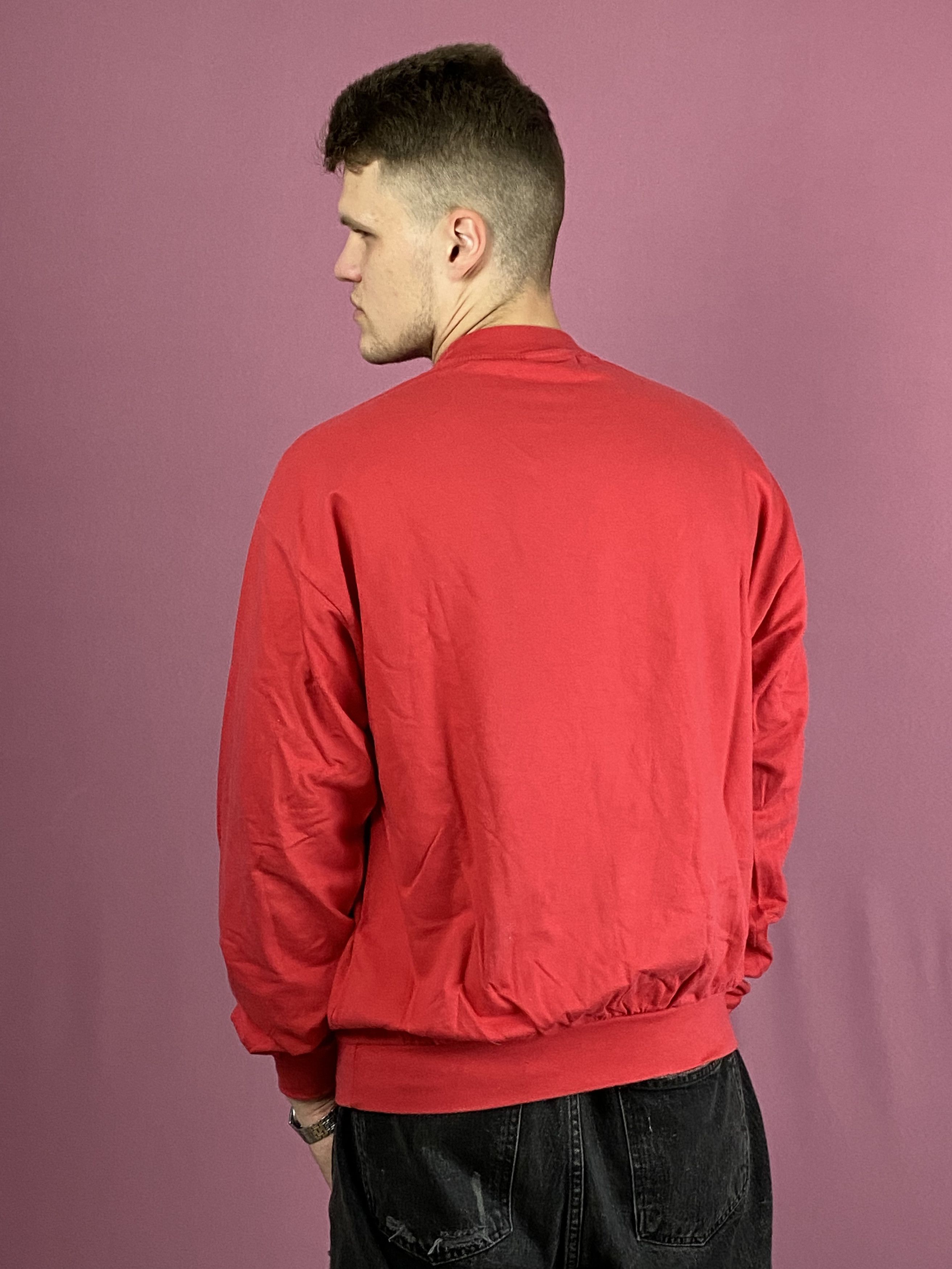 Reebok × Vintage 90s Reebok Vintage Men's Sweatshirt - L Red Cotton Blend Size US L / EU 52-54 / 3 - 3 Thumbnail