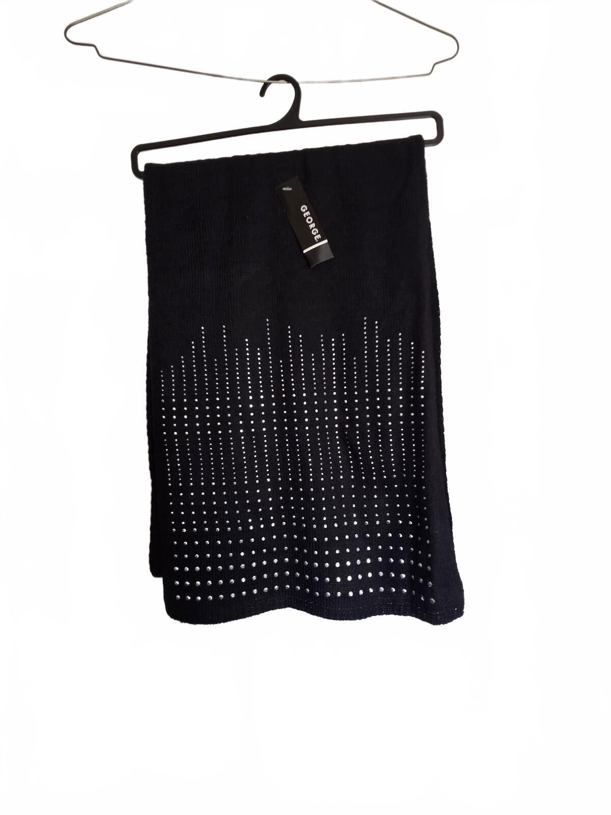 George George Black Knit Scarf with Silver Studded Detail One Size Size ONE SIZE - 2 Thumbnail