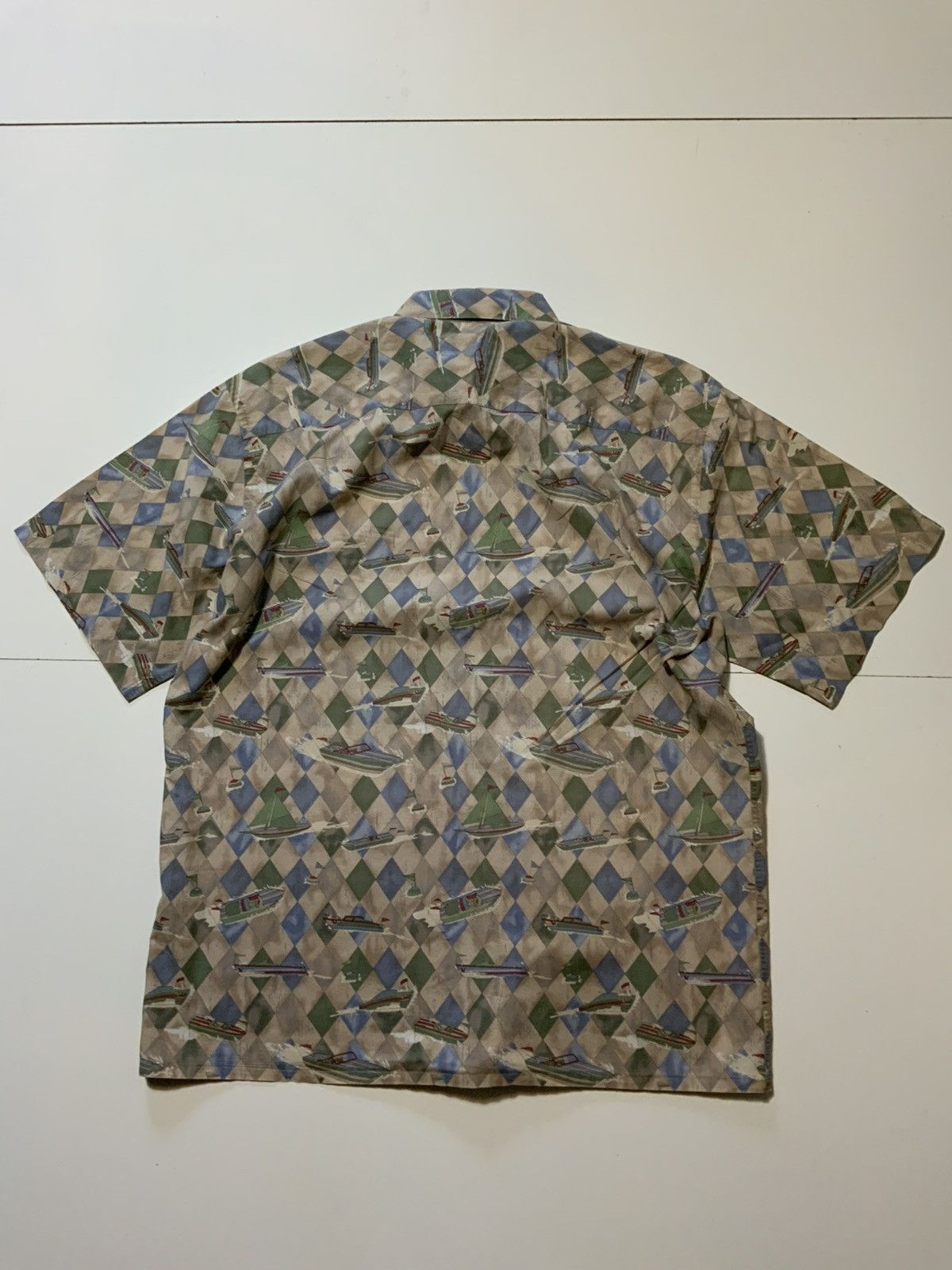 Burma Bibas Vintage Burma Bibas 60 AOP Boats Argyle Button Shirt Size US L / EU 52-54 / 3 - 2 Thumbnail