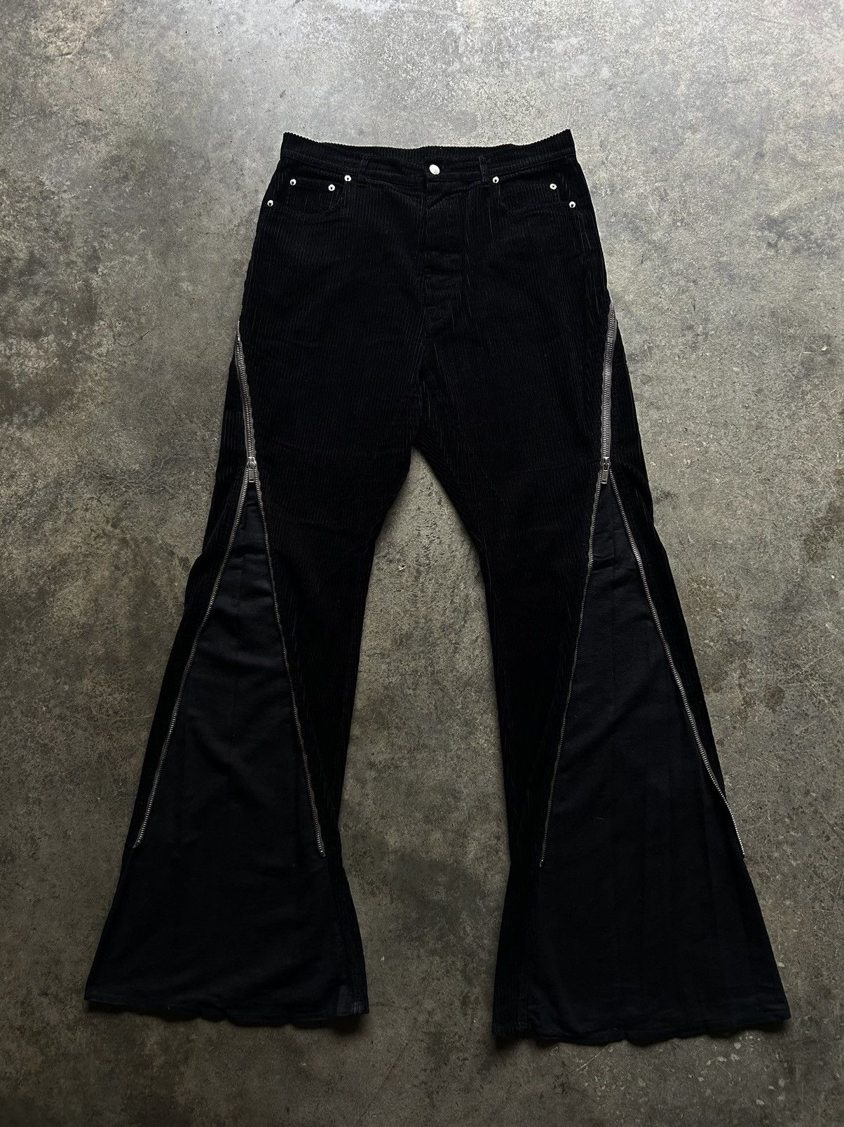 Image of Rick Owens Bolan Banana Fw22 Strobe Corduroy Pants in Black, Men's (Size 34)