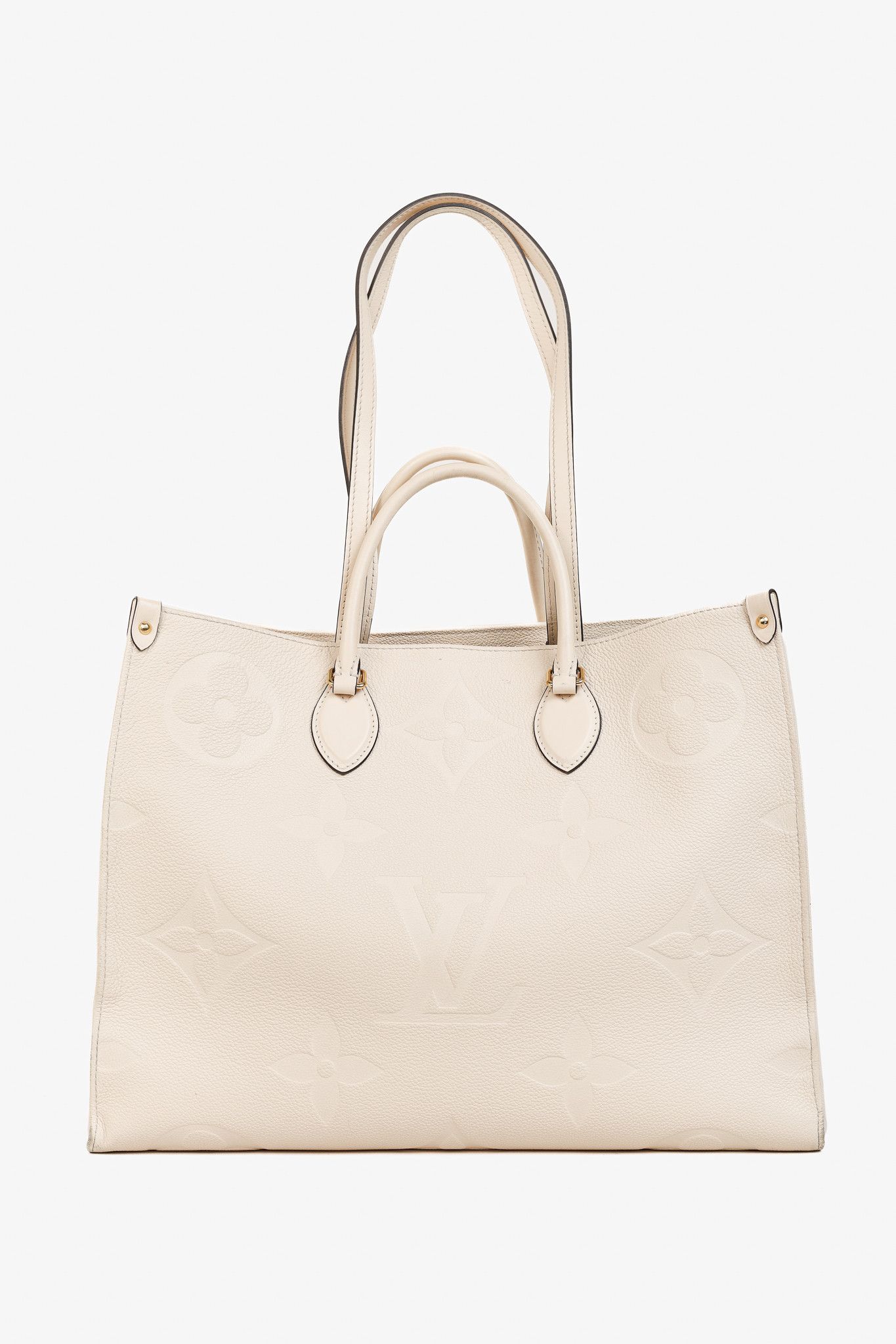 Louis Vuitton Onthego Gm Empreinte Monogram Leather Tote Bag in White, Women's