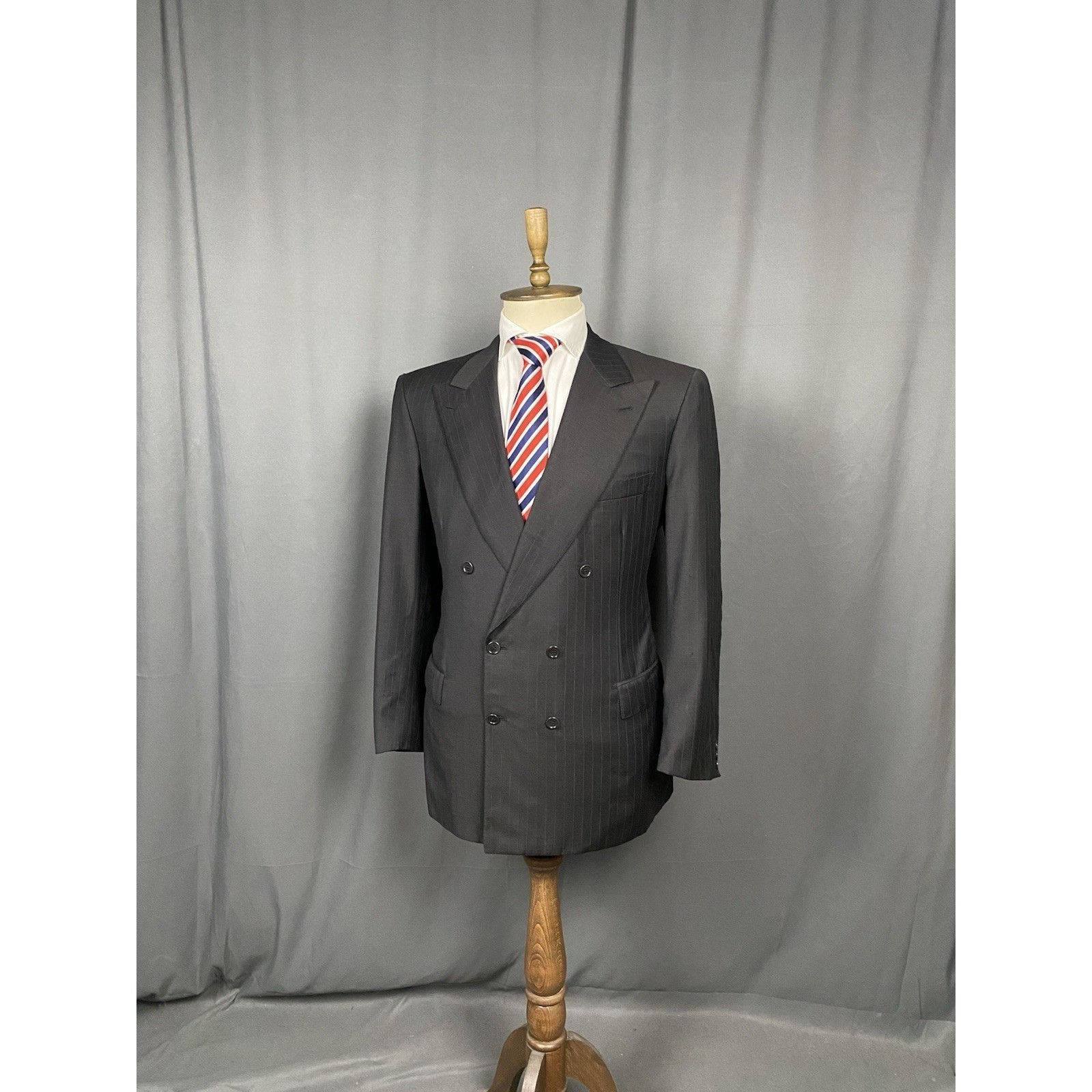 Brioni Brioni Men's Gray Wool Double Breasted Striped Wool Blazer J Size 52R - 4 Thumbnail
