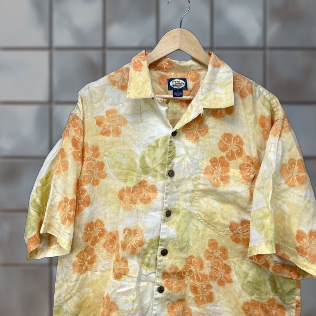 Tommy Bahama VINTAGE Tommy Bahama Shirt Short Sleeve Button-Up Large Orange Floral Hawaii Flower 90s Mens Size US L / EU 52-54 / 3 - 1 Thumbnail