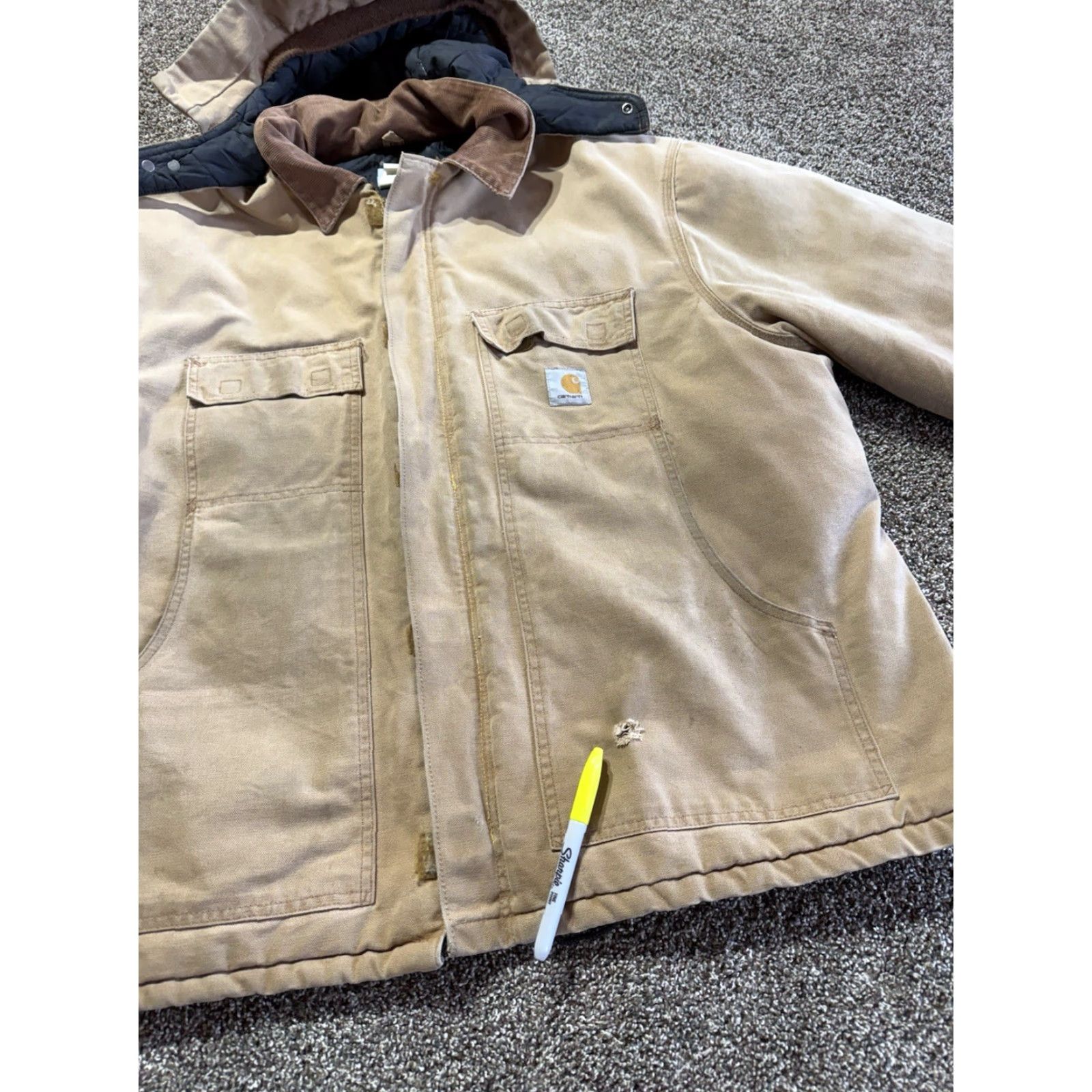 Carhartt VINTAGE Carhartt Jacket 3XL Tan Distressed Faded 90s Workwear Logo Quilted Zipper Carhartt C03 Mens Size US XXL / EU 58 / 5 - 4 Thumbnail