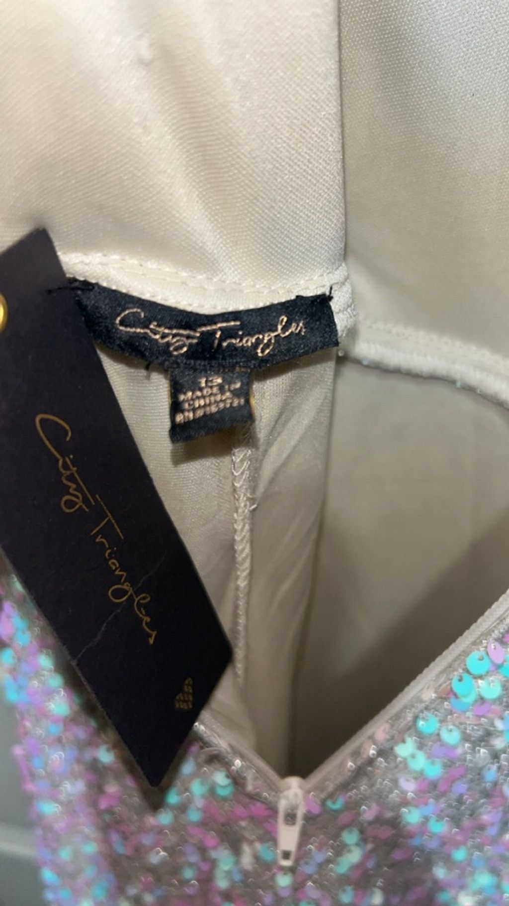 Other Women's City Triangles Prom Dress Juniors 13 Silver Sequin Size XL / US 12-14 / IT 48-50 - 5 Thumbnail