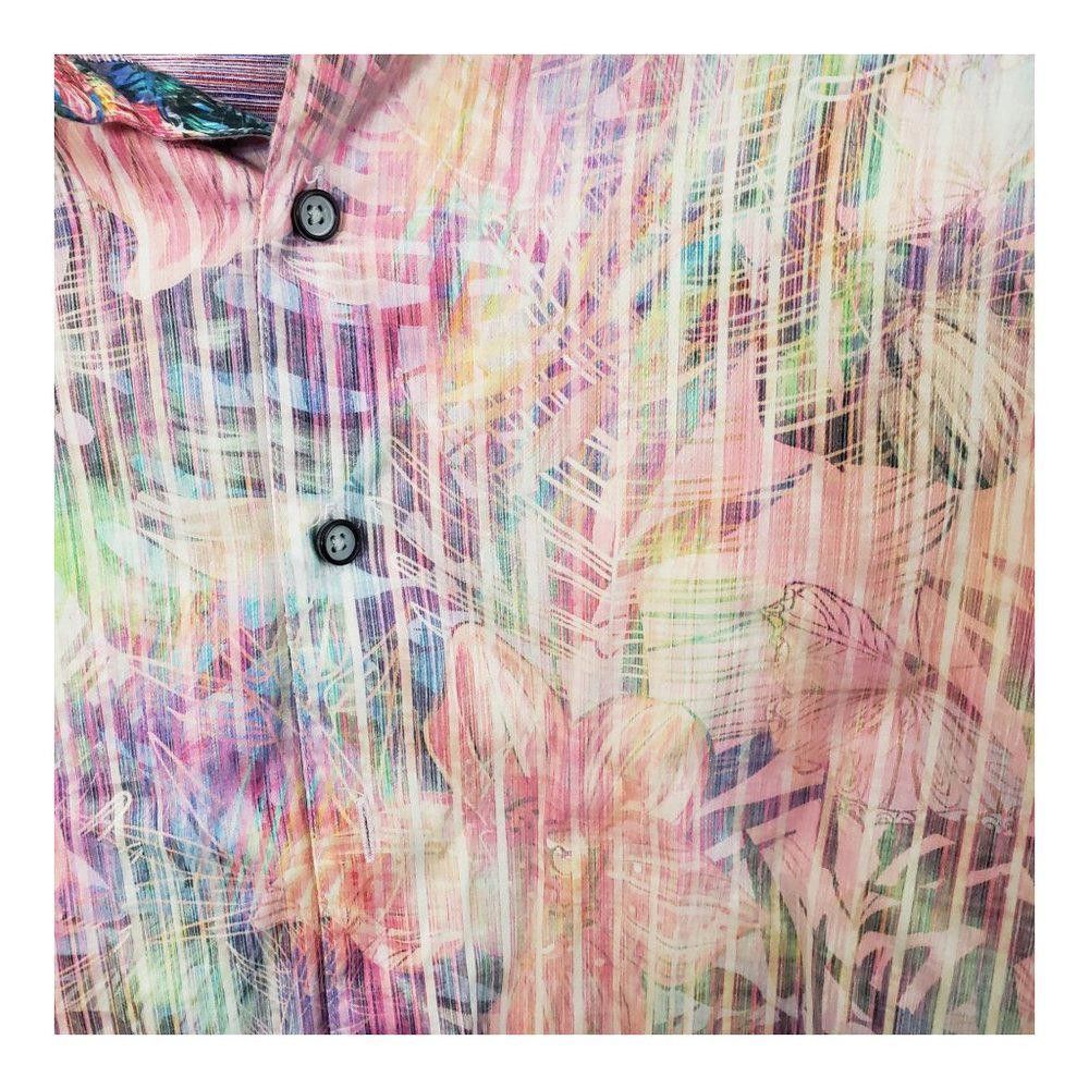 Robert Graham CT461a Robert Graham Pink Floral Men's dress Shirt 1XL Size 44R - 4 Thumbnail