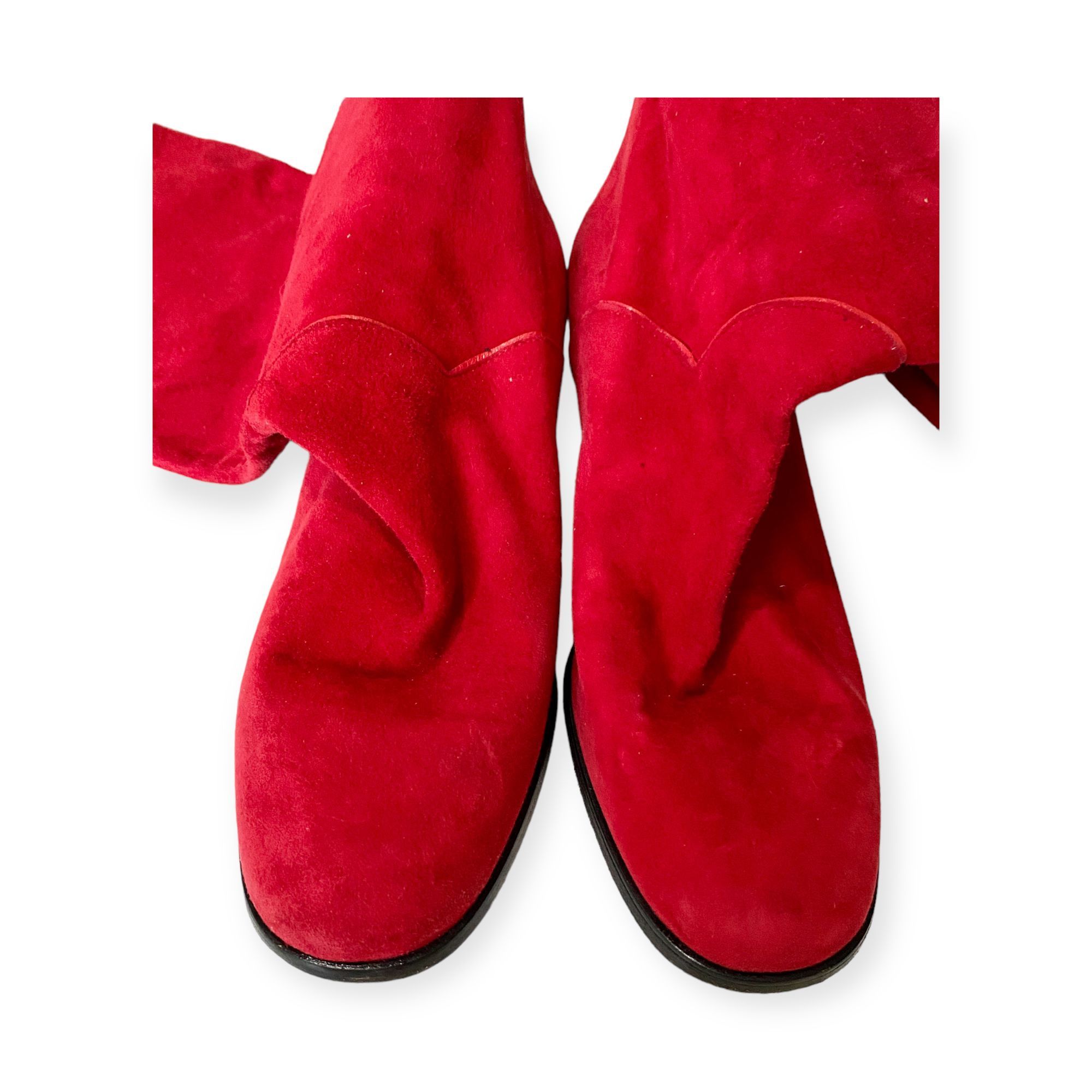 Yves Saint Laurent Vintage Yves Saint Laurent red suede long boots, Size 7 Size US 7 / IT 37 - 7 Thumbnail