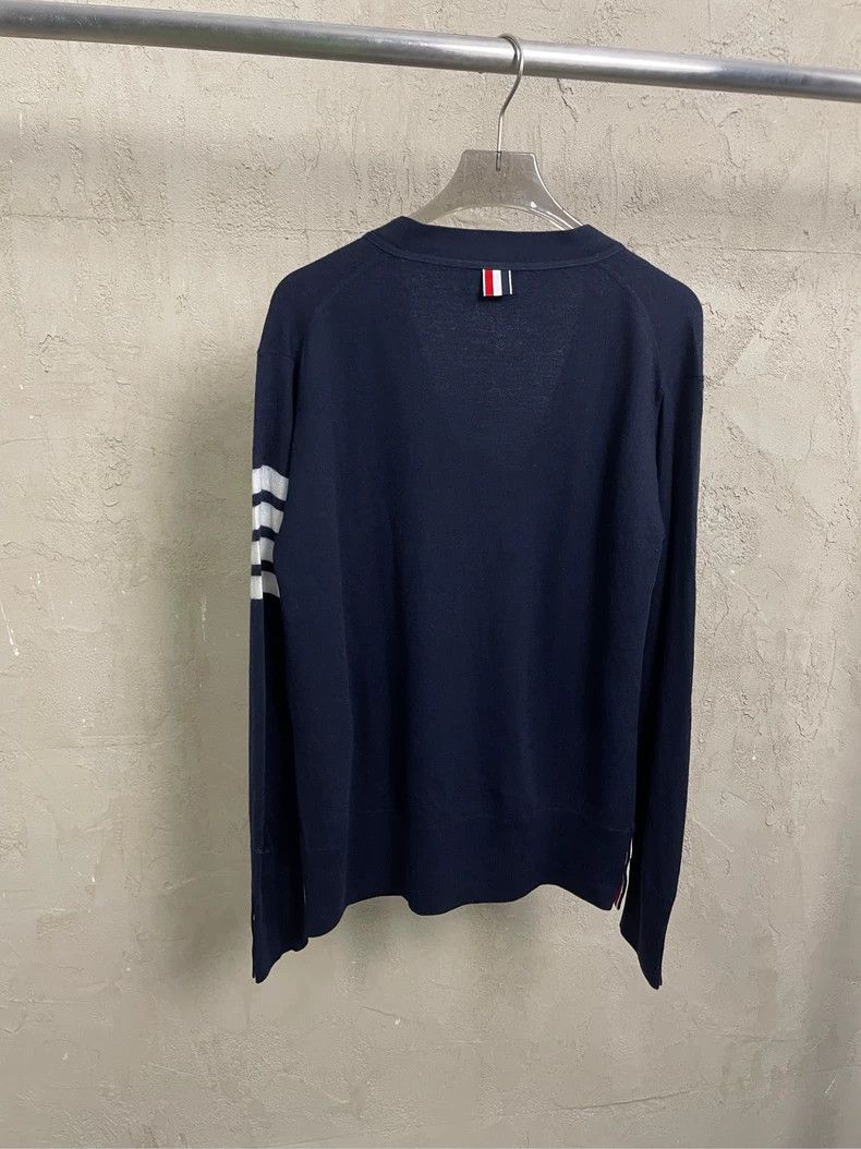 Thom Browne Thom Browne Dark blue four-striped wool cardigan jacket 250 Size US L / EU 52-54 / 3 - 2 Thumbnail