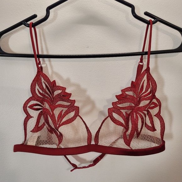 La Perla Marvel By La Perla Sheer Lace Floral Red Bralette - Size 36 Size ONE SIZE - 1 Thumbnail
