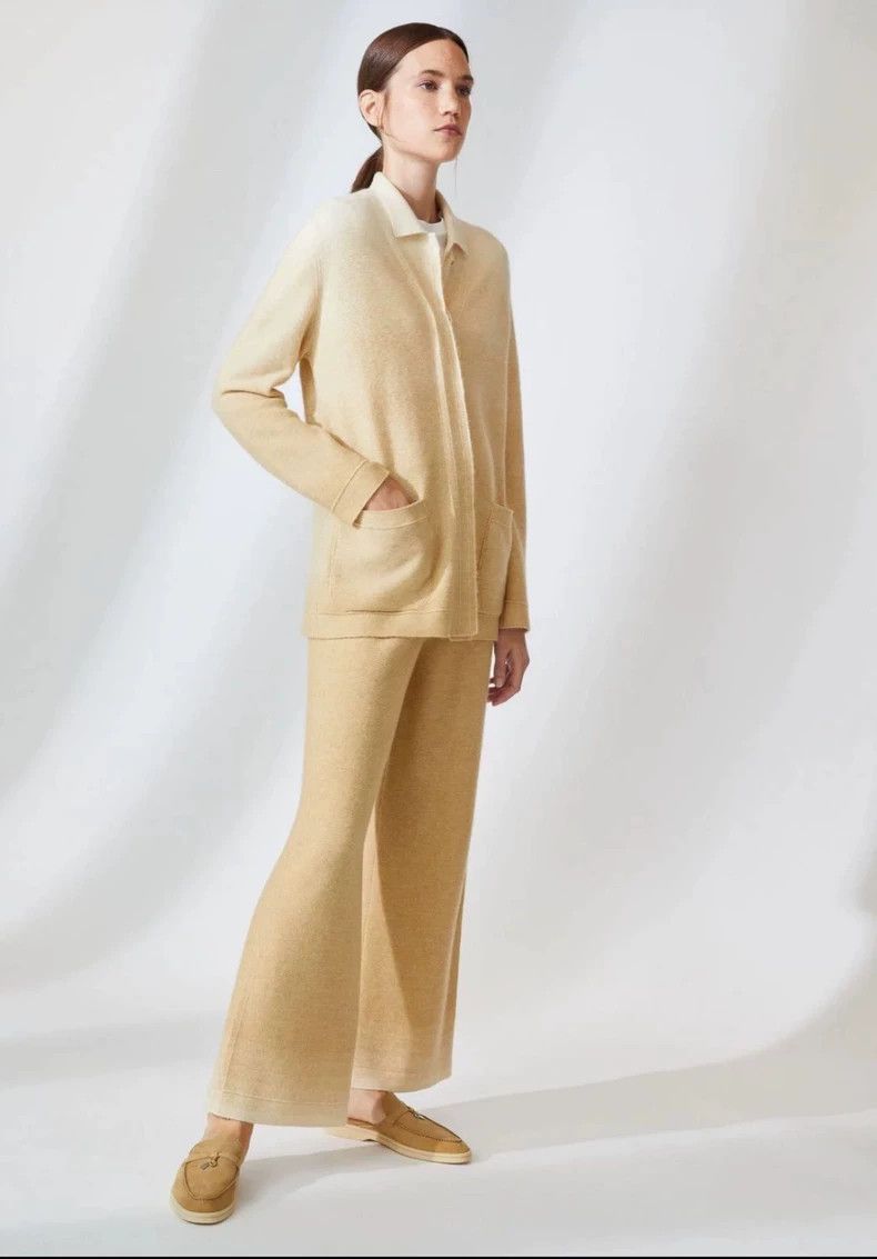 Loro Piana LORO PIANA Pale yellow gradient cashmere cardigan Size M / US 6-8 / IT 42-44 - 1 Thumbnail