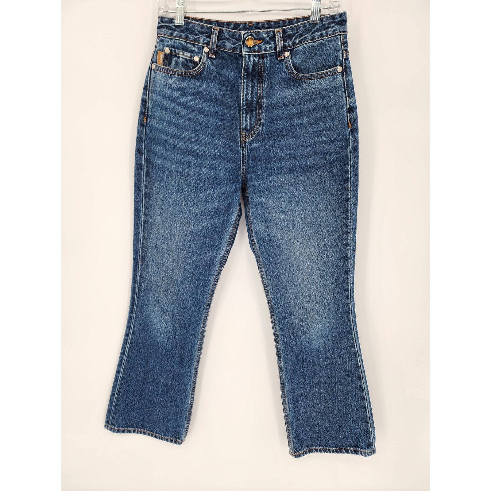 Ganni Ganni Dark Indigo Heavy Denim Straight Leg Jeans Size 28 Size 28" / US 6 / IT 42 - 11 Thumbnail