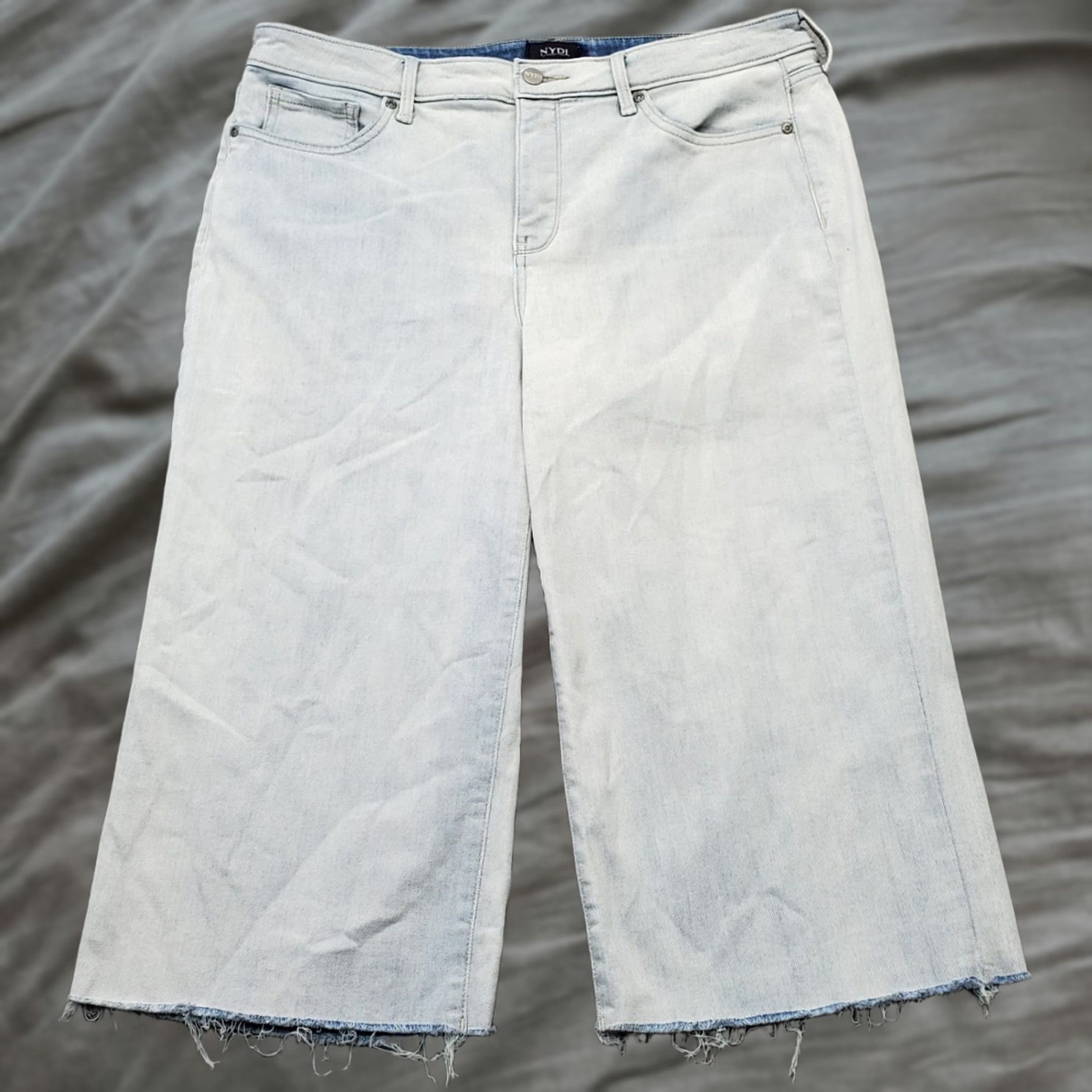 NYDJ NYDJ Womens Jeans 12 Crop Light Wash Blue Denim Regular Fit Flat Front Wide Leg Size 34" / US 12 / IT 48 - 1 Thumbnail