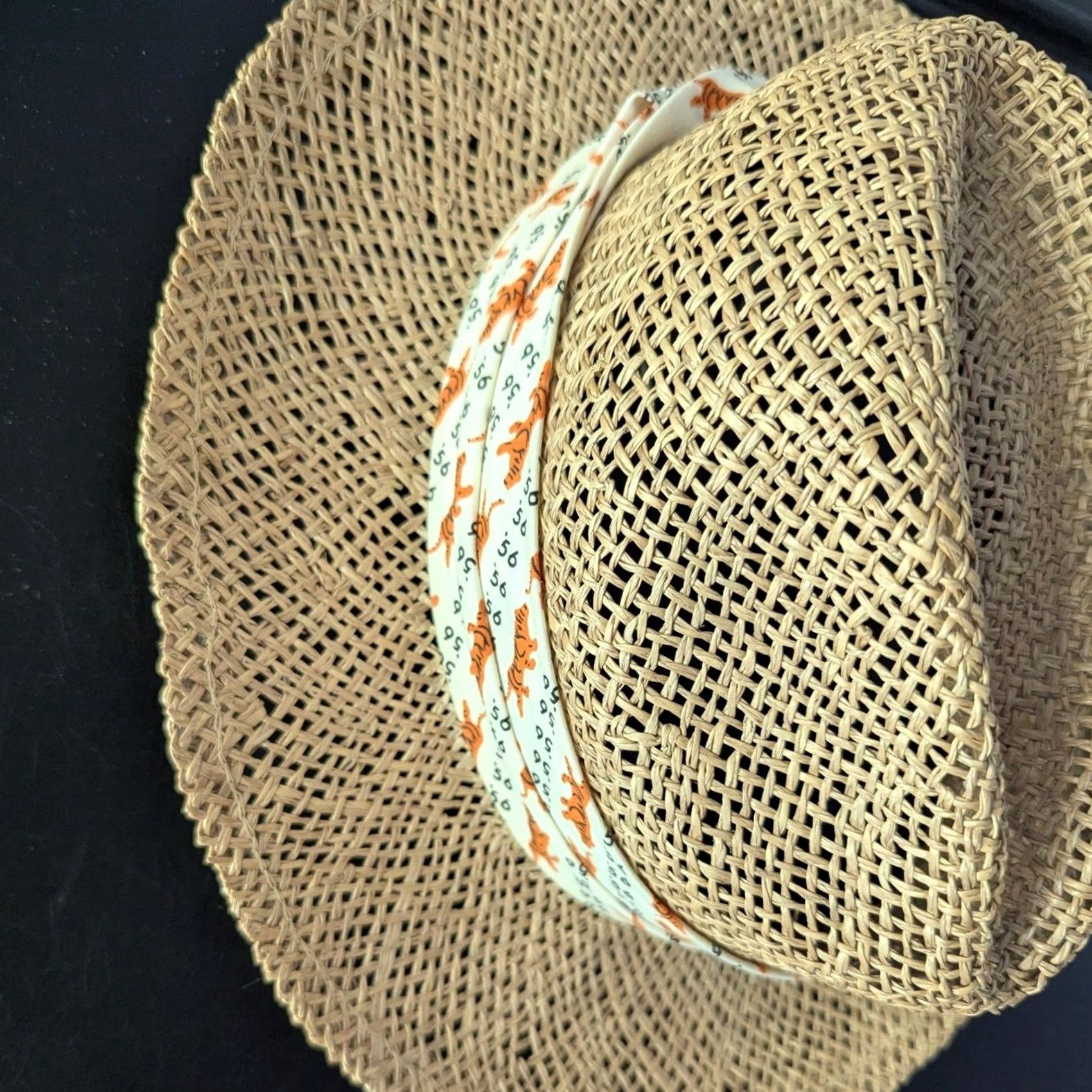 Vintage Tan Woven Straw Fedora Sun Hat Tiger Print Ribbon Band Wide Brim Beach Sz S/M Fedora Women One Size Beige Animal Print Summer Travel Casual Womens Size ONE SIZE - 6 Thumbnail