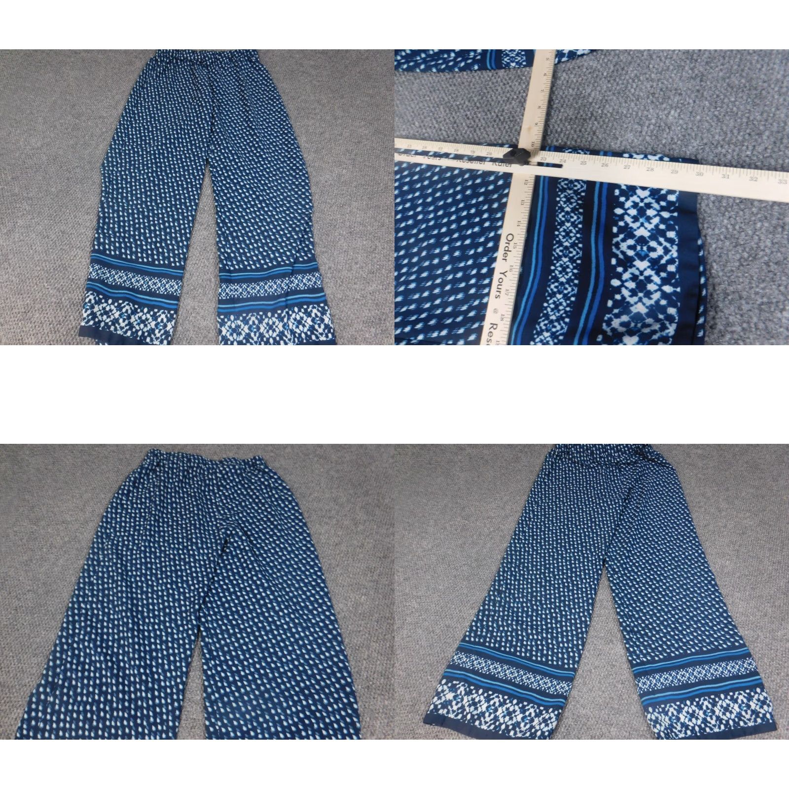 Vintage Rafaella Pants M blue Harem straight Women Regular Casual Knit Breathable 30in Inseam 28in Waist Crochet Floral Size 32" / US 10 / IT 46 - 8 Thumbnail