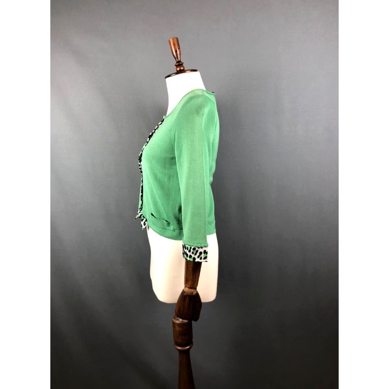 Just Cavalli Just Cavalli Women Top Cotton Green S 3/4 Sleeve Button-Up Knit Casual Modern Regular Fit Size S / US 4 / IT 40 - 2 Thumbnail