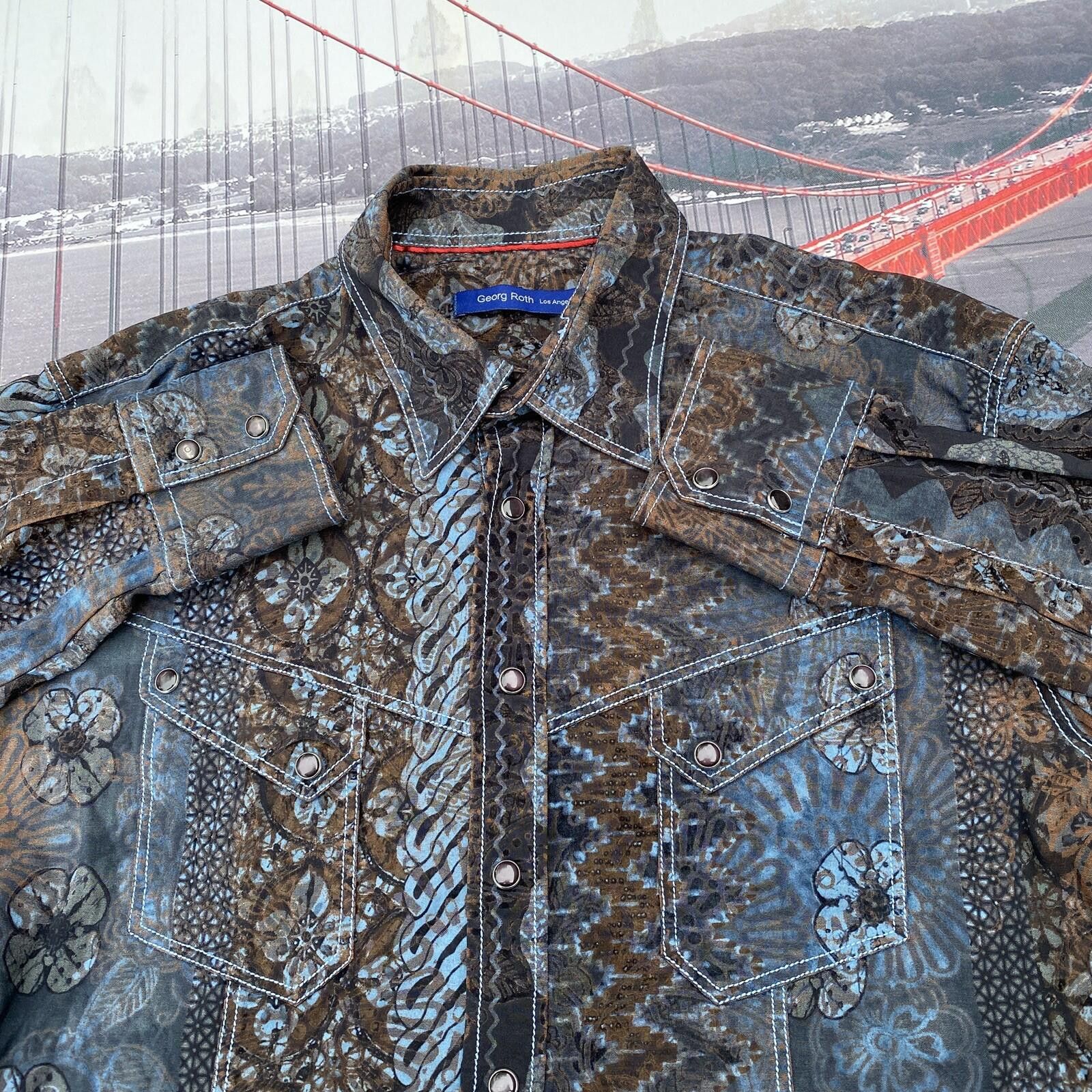 Other Georg Roth Pearl Snap Shirt Men Large Blue Western Cowboy Size US L / EU 52-54 / 3 - 3 Thumbnail