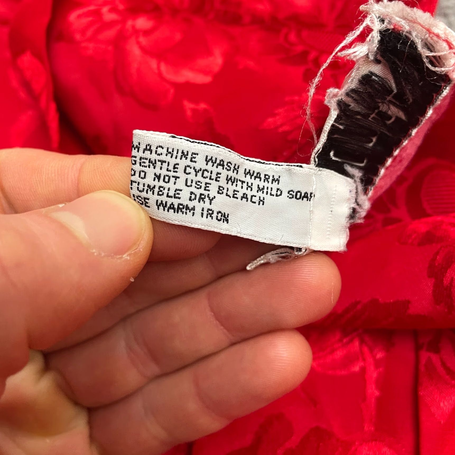Vintage SK & Company Blouse Adult L Red Floral Satin Mock Neck Long Sleeve Tie Size L / US 10 / IT 46 - 7 Thumbnail