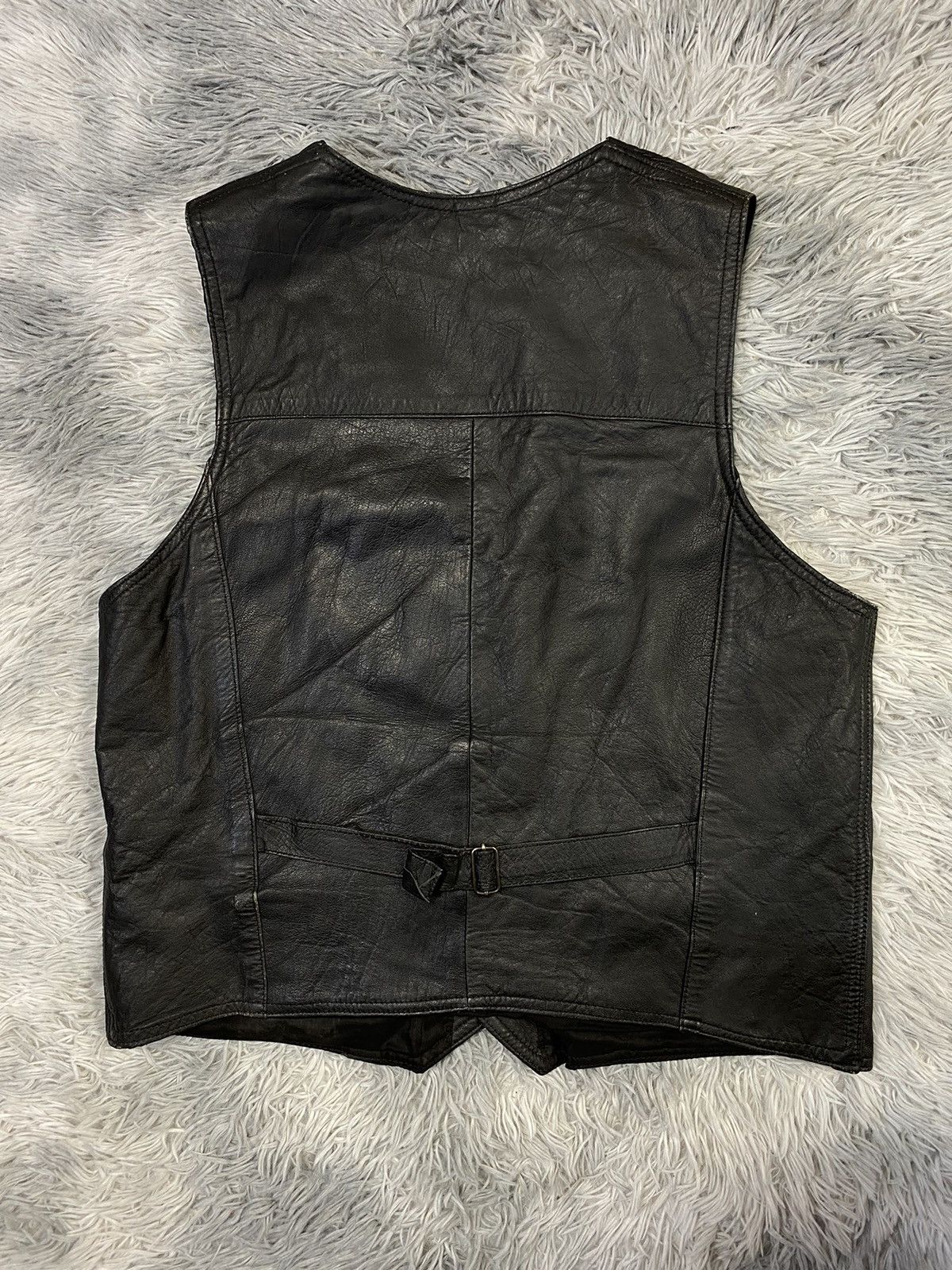 Leather Vintage Black Leather Vest Japanese Brand Size 50L - 4 Thumbnail