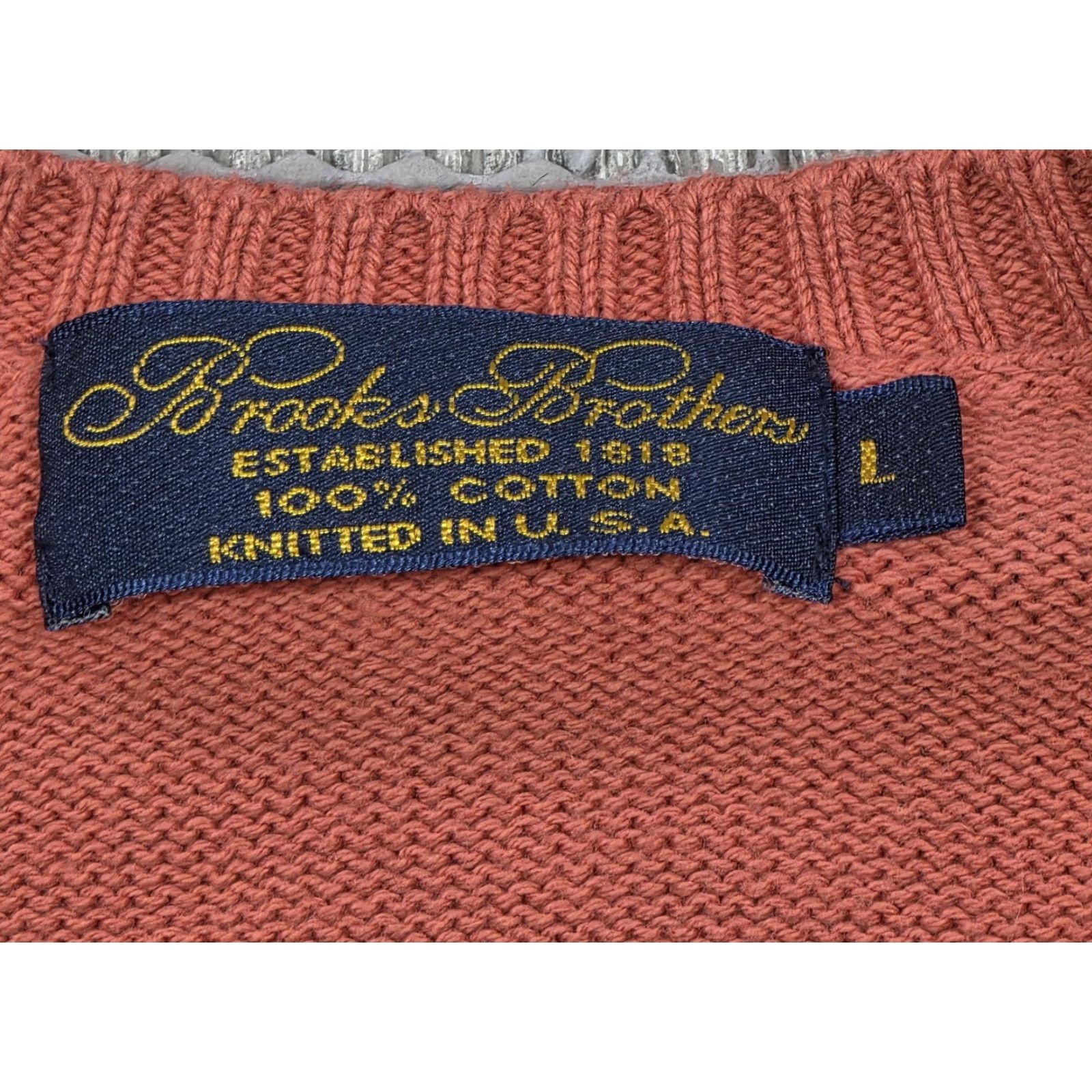Brooks Brothers VTG Brooks Brothers Peach Cotton V-Neck Knit Long Sleeve Sweater Mens L USA Made Size US L / EU 52-54 / 3 - 7 Thumbnail