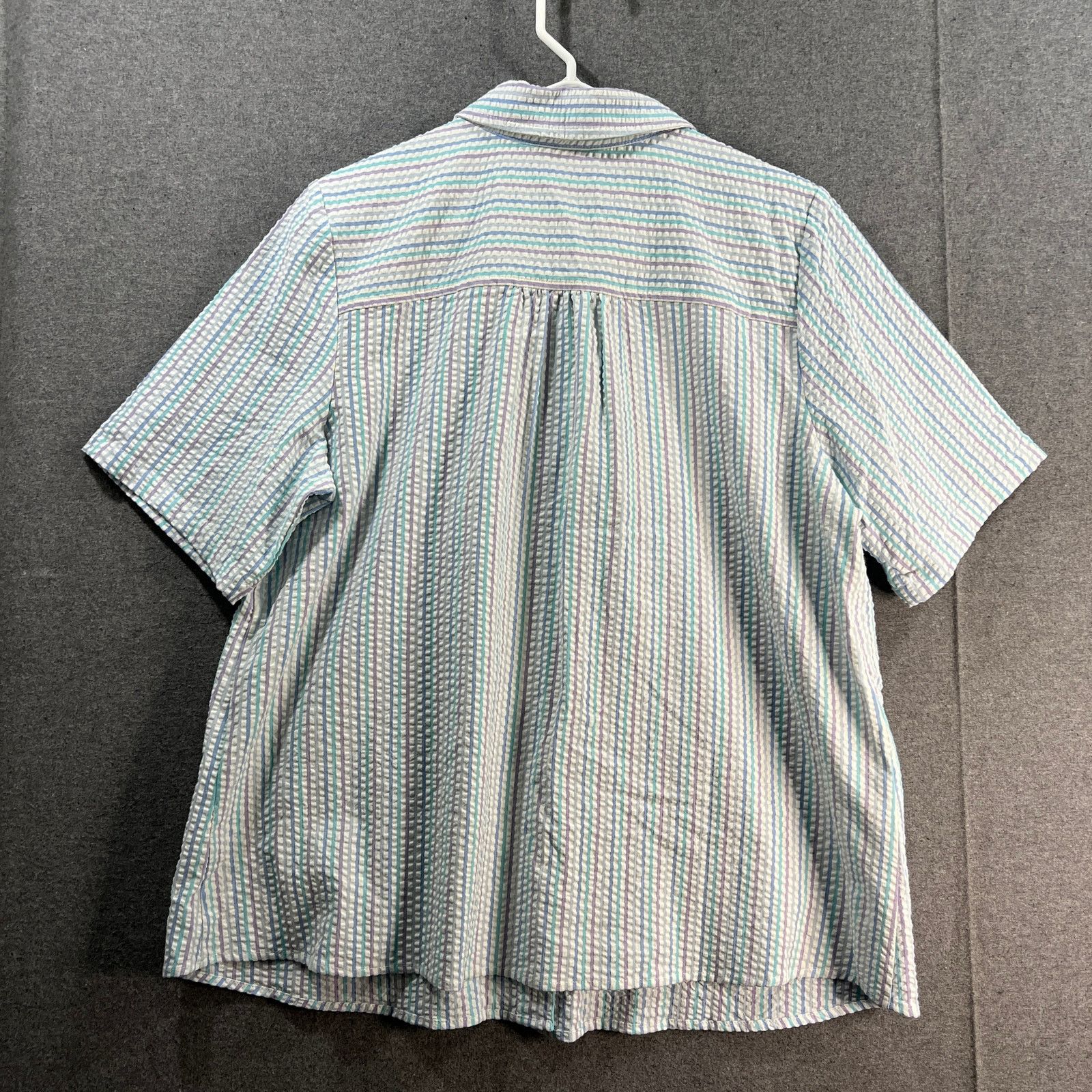 Denim & Co. Denim & Co. Seersucker Button Front Short Sleeve Size L / US 10 / IT 46 - 2 Thumbnail