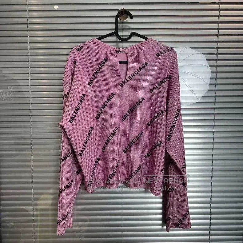 Balenciaga Balenciaga Pink glitter slim fit full print logo top Size US S / EU 44-46 / 1 - 2 Thumbnail