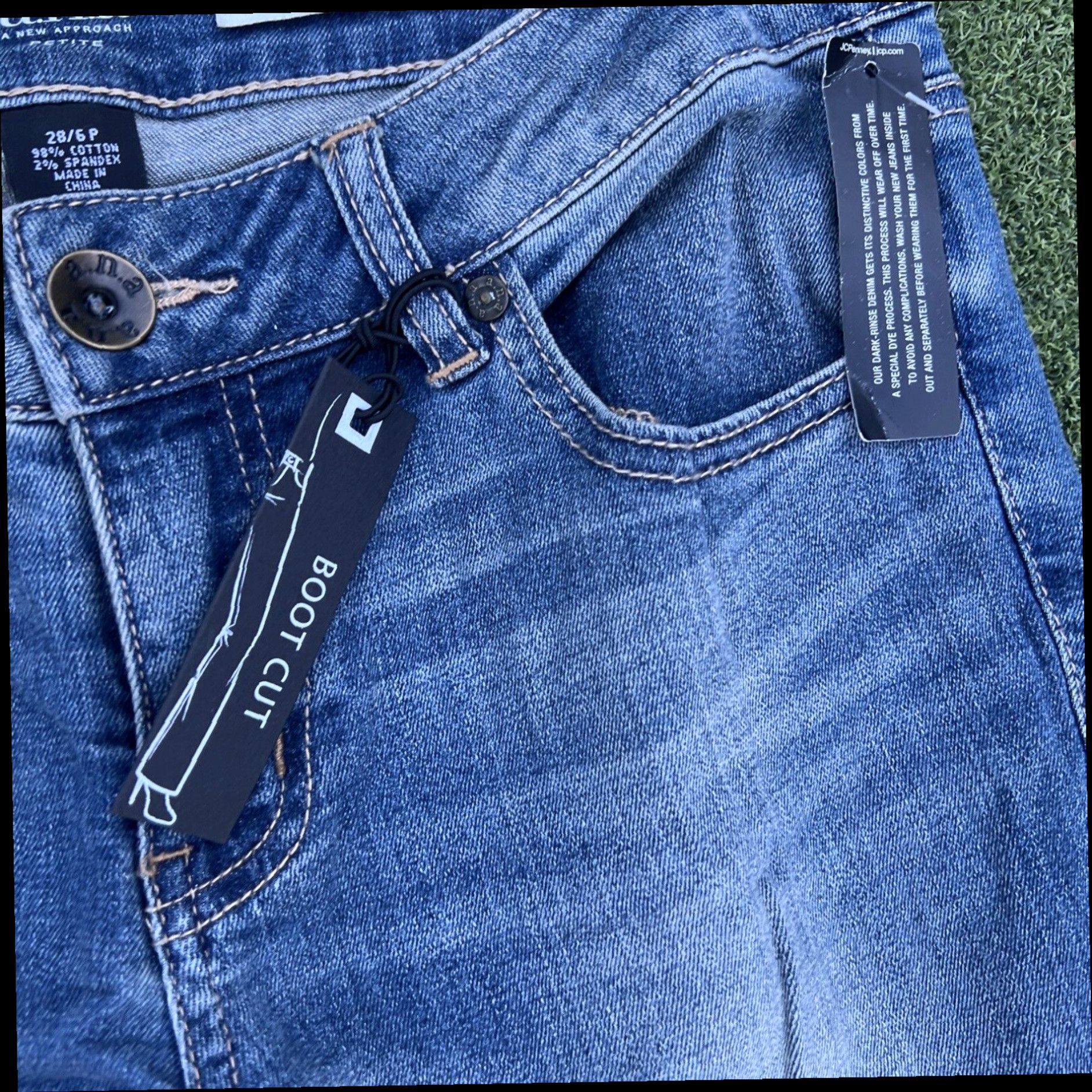 Vintage a.n.a. A New Approach Womens 28/6 petite Blue Bootcut Low Rise Denim Jeans New Size 29" - 4 Thumbnail
