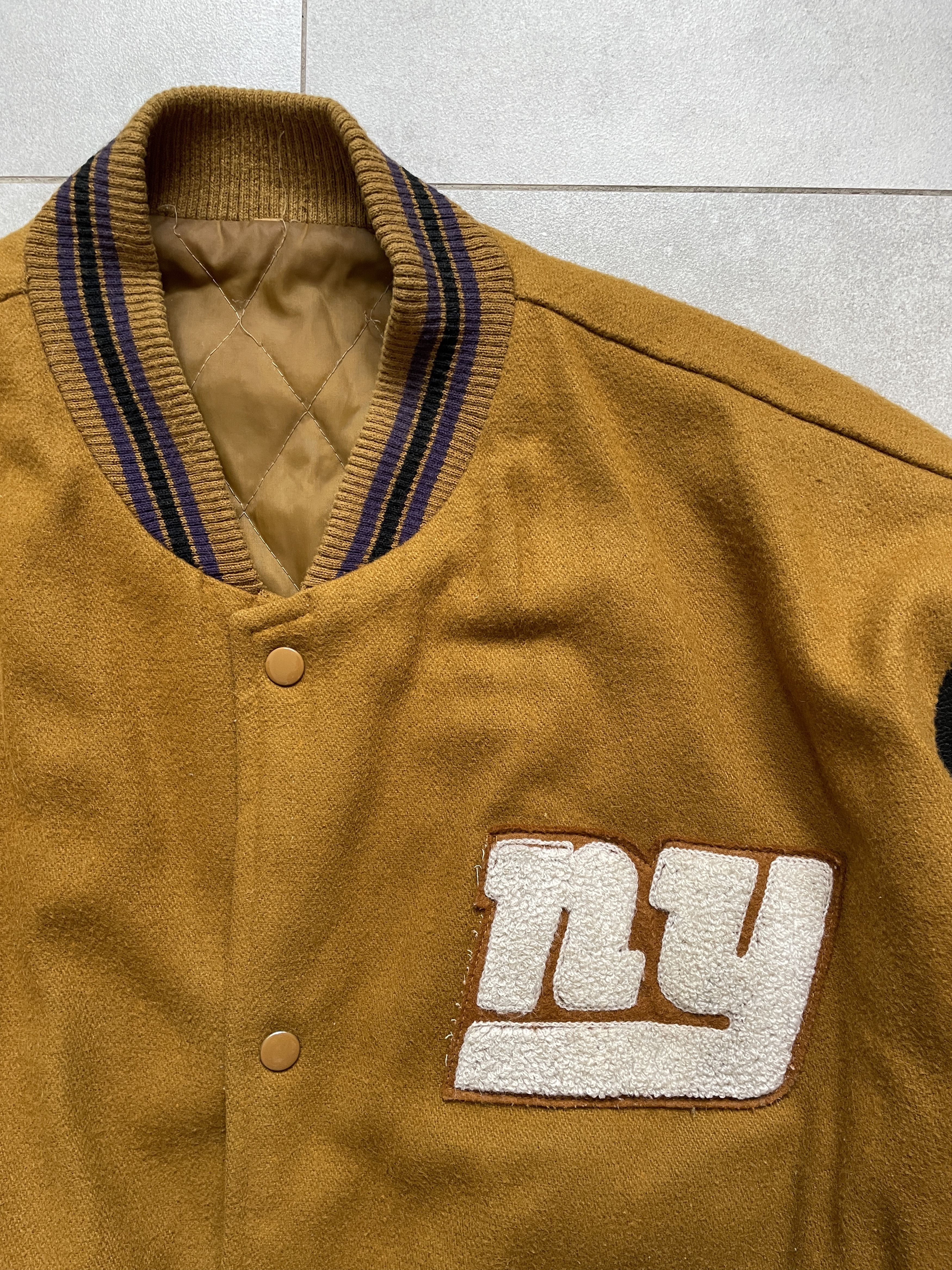 MLB × Vintage VINTAGE WOOL POLYAMIDE VARSITY BROWN BLACK BOMBER JACKET Size US XL / EU 56 / 4 - 2 Thumbnail
