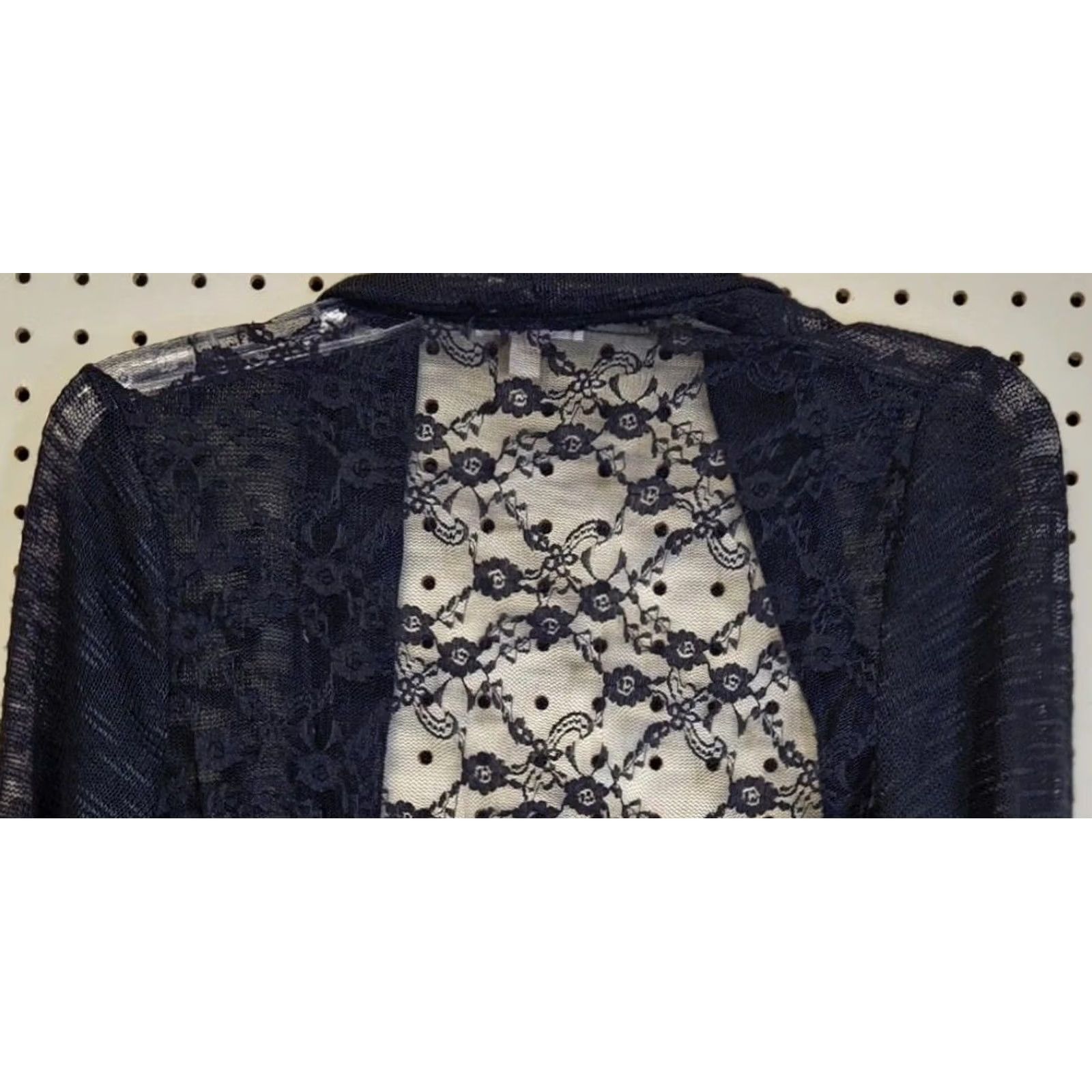 Vintage Women’s Lace Open Front Cardigan Knit Black Long Sleeve Lightweight M Medium Lace Pattern Open Draped Neckline Women Cardigan l8ter 8 Size M / US 6-8 / IT 42-44 - 6 Thumbnail