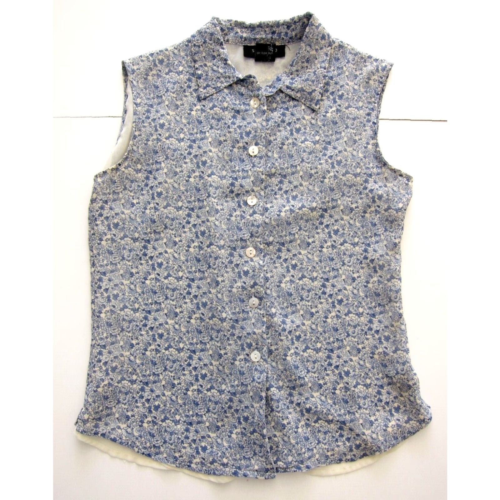 Vintage VINTAGE Silkland Blouse Shirt Womens Silk Sleeveless Button Down Collared Tank Blue PS Size S / US 4 / IT 40 - 2 Thumbnail