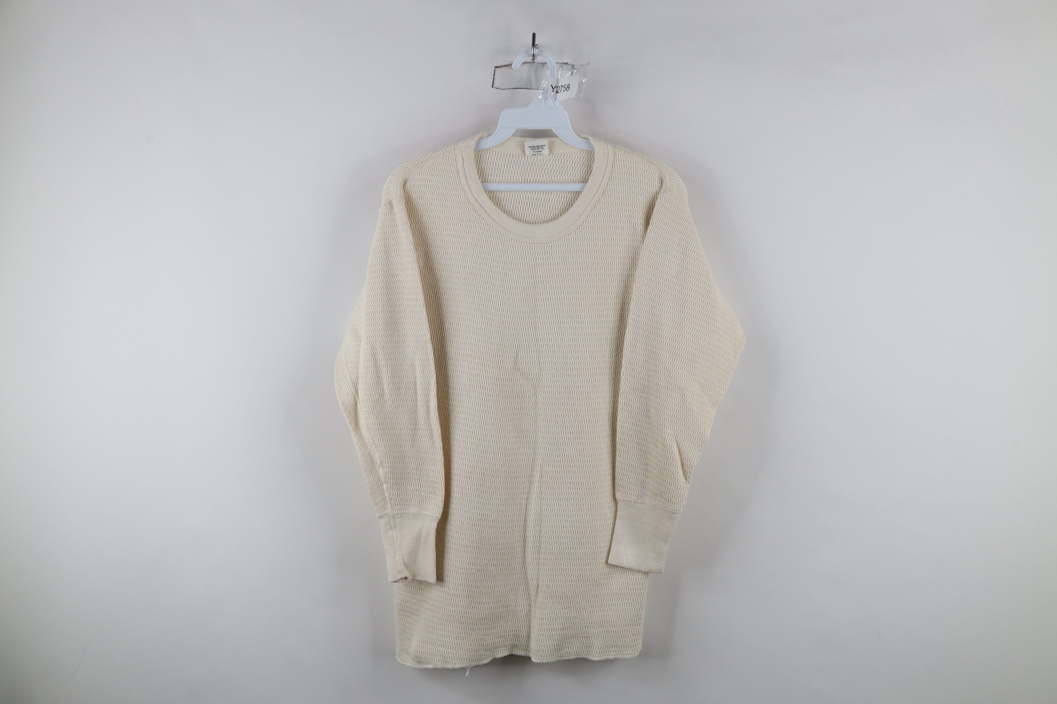 Vintage Vintage 90s Streetwear Knit Long Sleeve T-Shirt Cream USA Size US XL / EU 56 / 4 - 1 Thumbnail