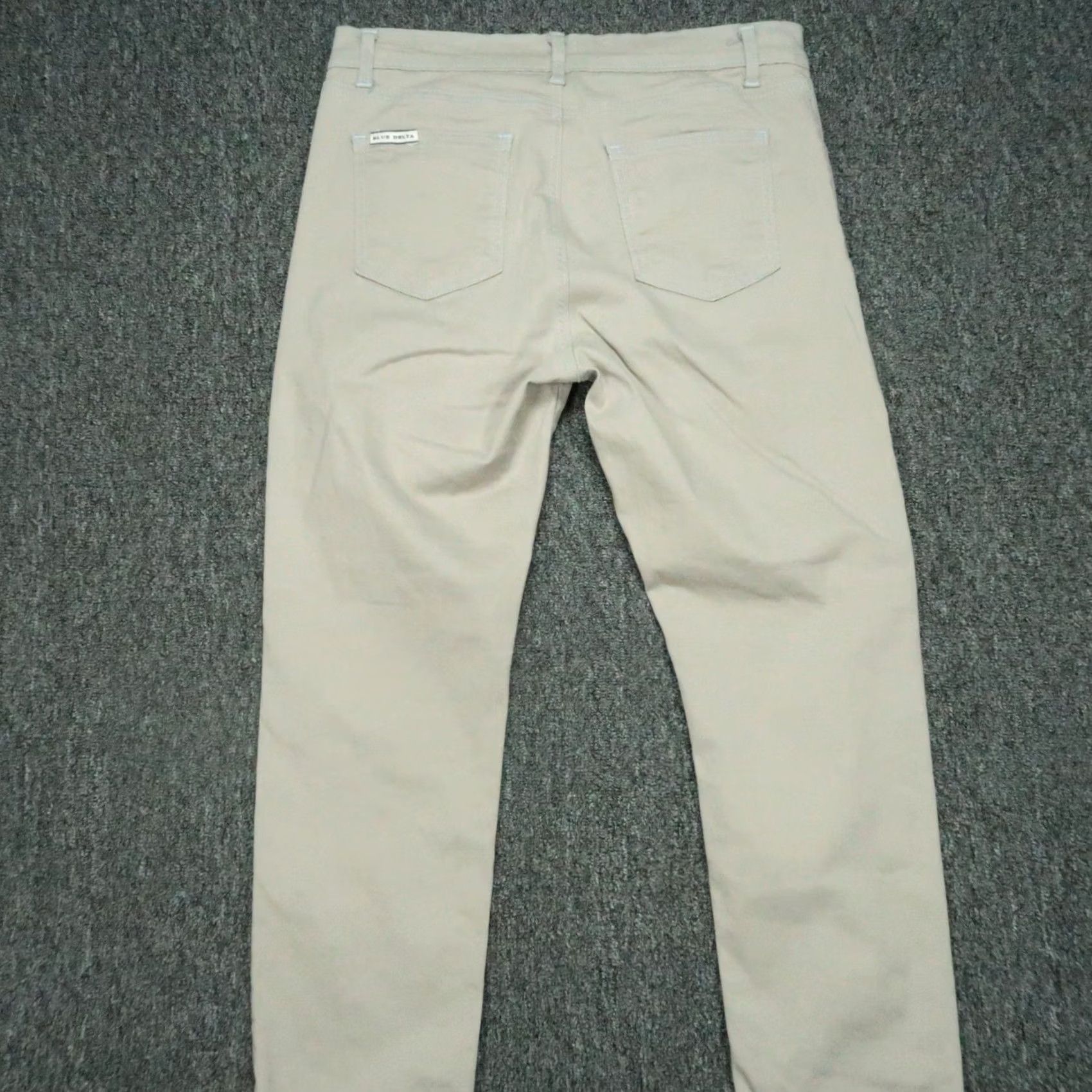 Delta Blue Delta Pants Men 32x29 Khaki Stone 5 Pocket Stretch Chino Cotton Flat Front Regular Inseam 29 Mens Size US 32 / EU 48 - 5 Thumbnail