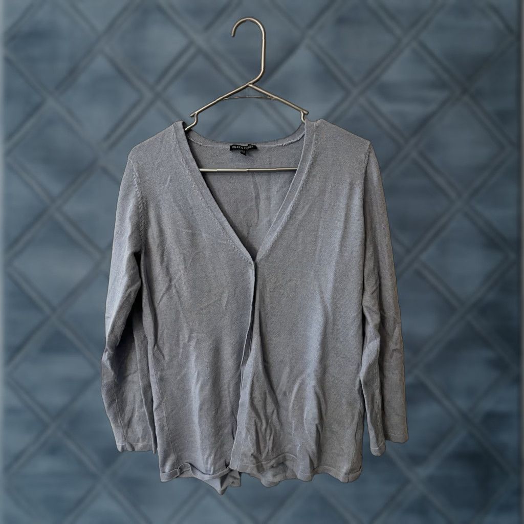 Eileen Fisher Eileen Fisher Cardigan Women M Blue 100% Merino Wool Button Sweater Size M / US 6-8 / IT 42-44 - 1 Thumbnail