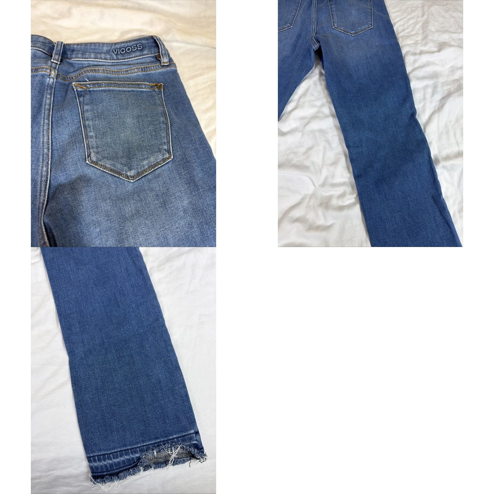 Vintage VIGOSS Jeans Women 28 Blue Denim Medium Wash Marley Straight Raw Hem Size 28" / US 6 / IT 42 - 11 Thumbnail