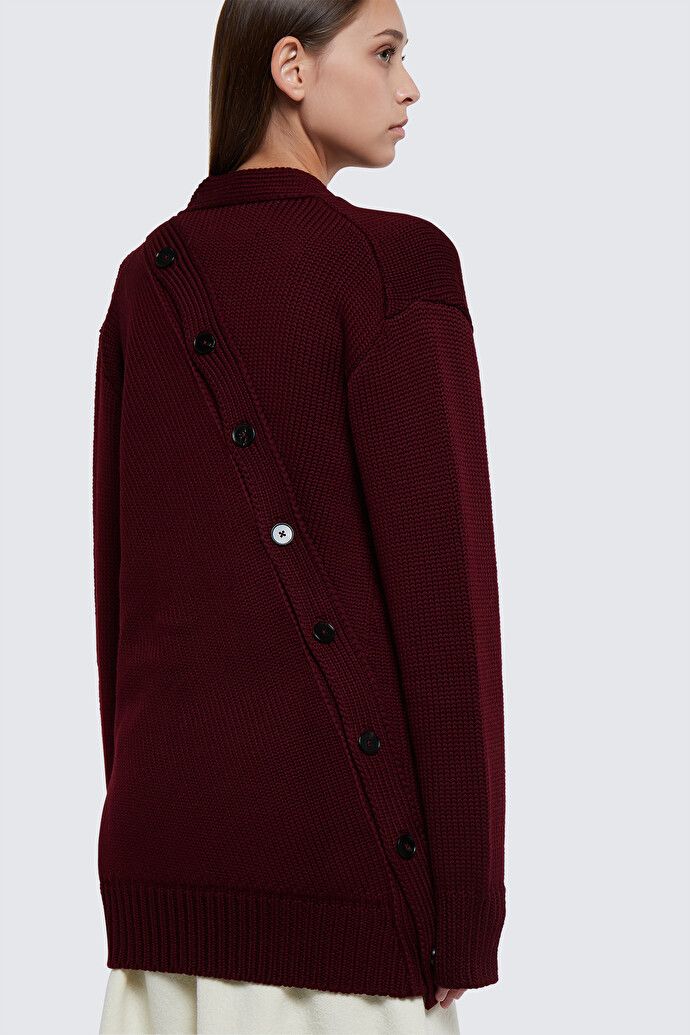 Jil Sander o1y1025 Cardigan in Burgundy Size XS / US 0-2 / IT 36-38 - 3 Thumbnail