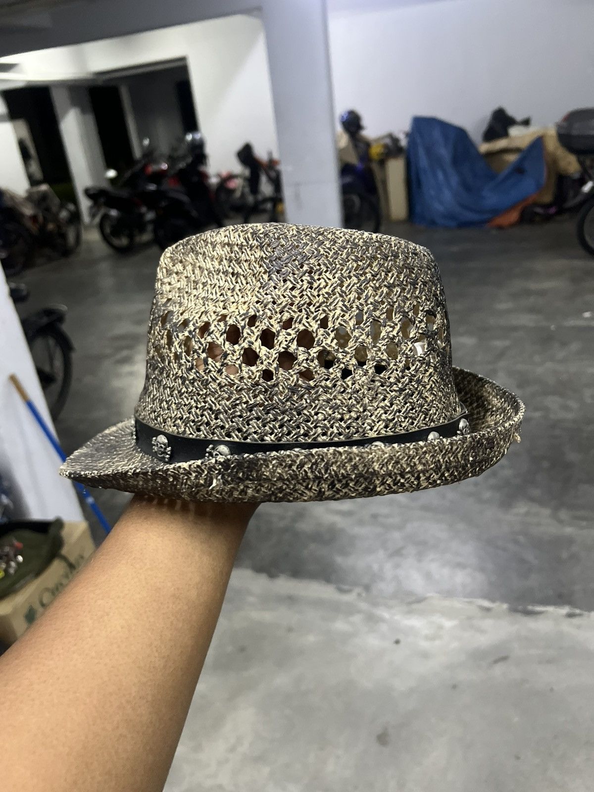Japanese Brand × Vintage SNAKESKIN EFFECT STRAW COWBOY HAT SKULL Size ONE SIZE - 3 Thumbnail