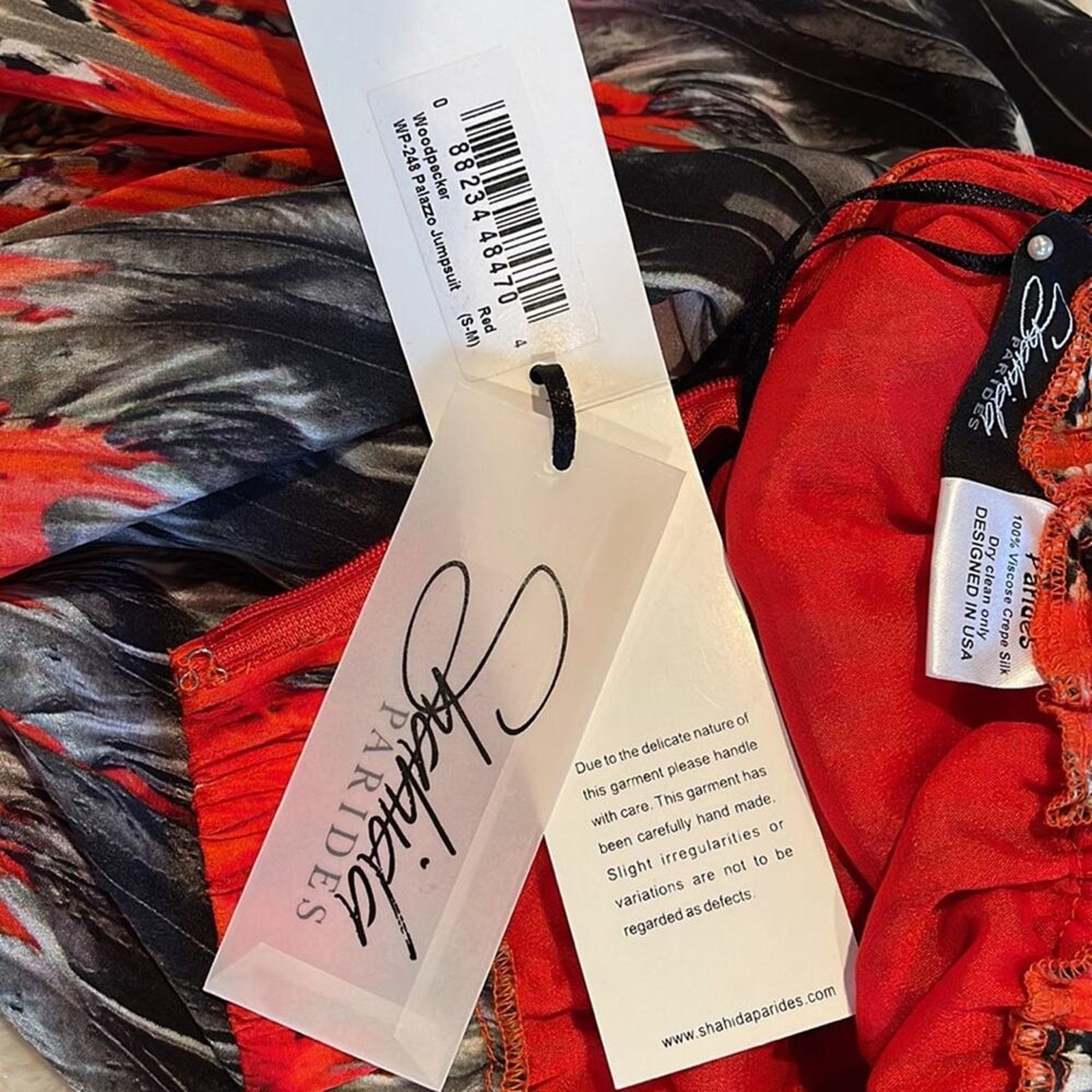 Other Shahida Parides Woodpecker Red Multi Palazzo Jumpsuit Size S Size 27" / US 4 / IT 40 - 5 Thumbnail