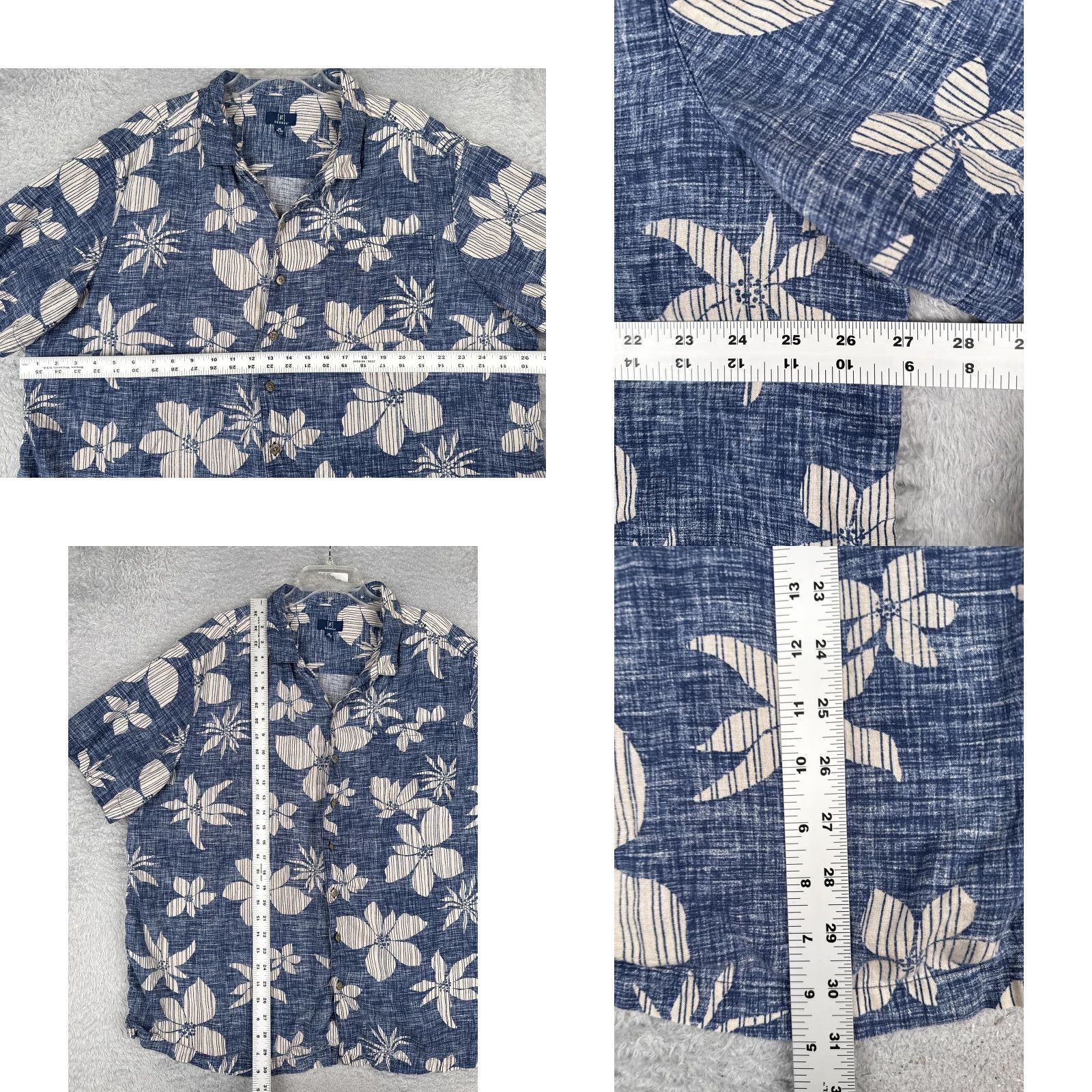 George George Shirt Mens 2XL Blue Short Sleeve Hawaiian Floral Button Up Tropical Size US XXL / EU 58 / 5 - 8 Thumbnail