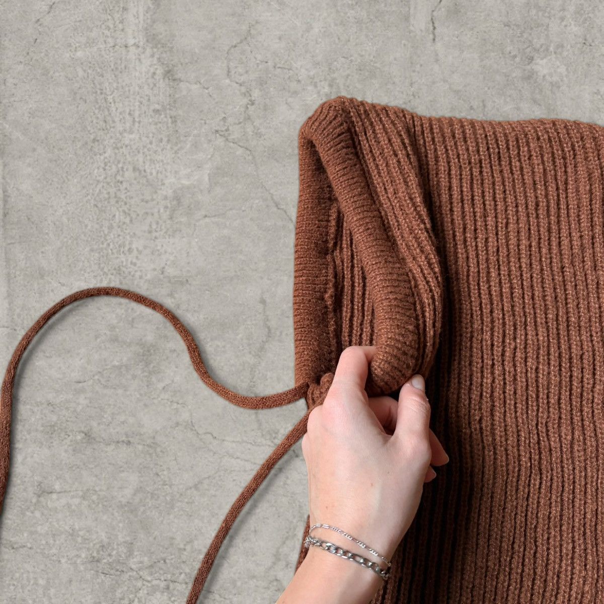 Japanese Brand Vintage style brown bonnet snood hood scarf hat. One size Size ONE SIZE - 3 Thumbnail