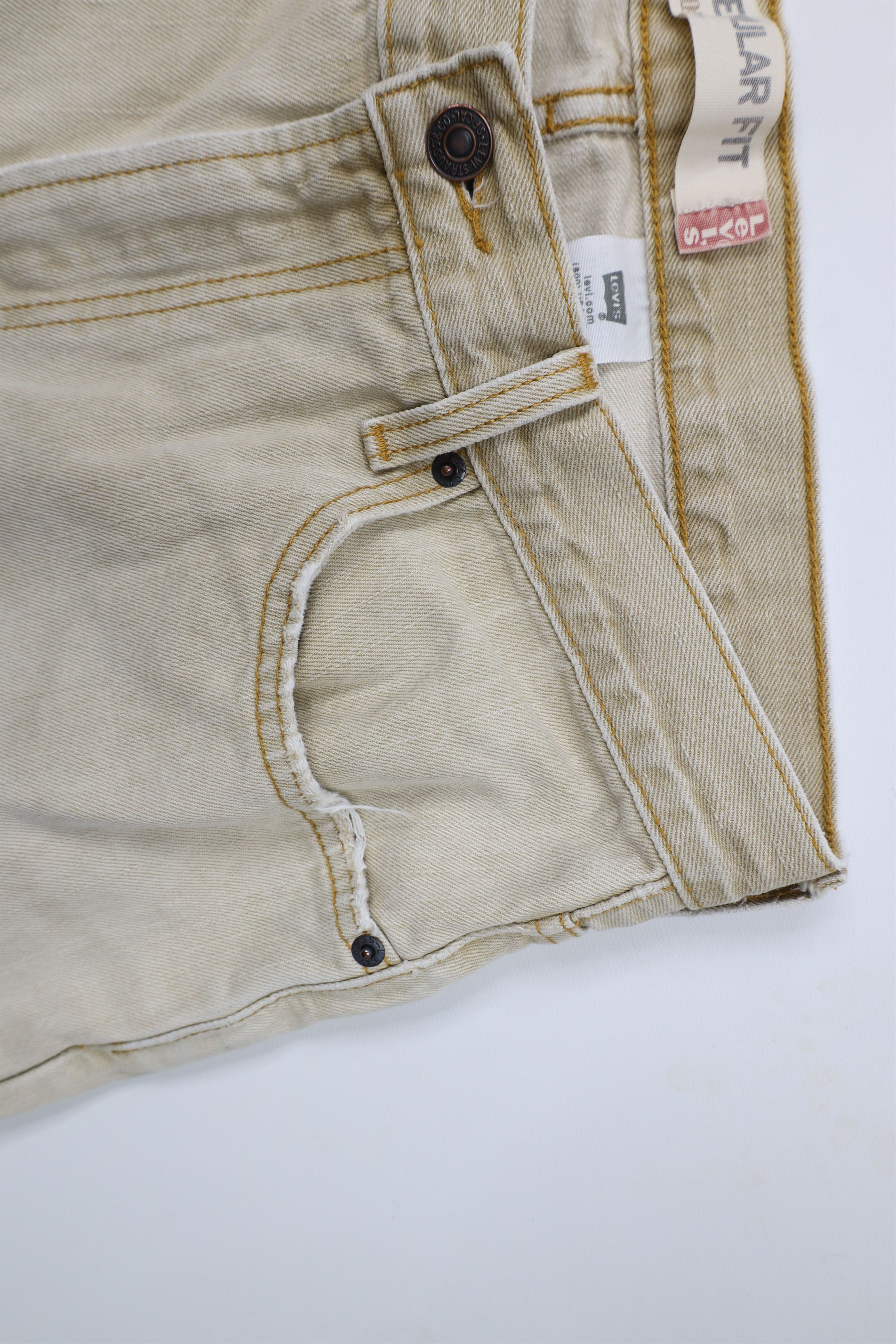 Levi's × Vintage Vintage Y2K Levis 505 Regular Fit Denim Jeans Beige Tan Size US 34 / EU 50 - 8 Thumbnail