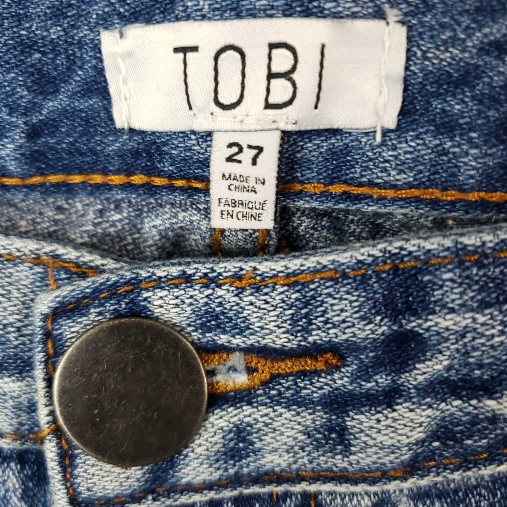Vintage Tobi Womens Distressed Cropped Jeans Sz 27 Blue Ankle Zip Low Rise Denim Cotton Jeans Womens 27 Distressed Cropped Ankle Zip Size 27" / US 4 / IT 40 - 6 Thumbnail
