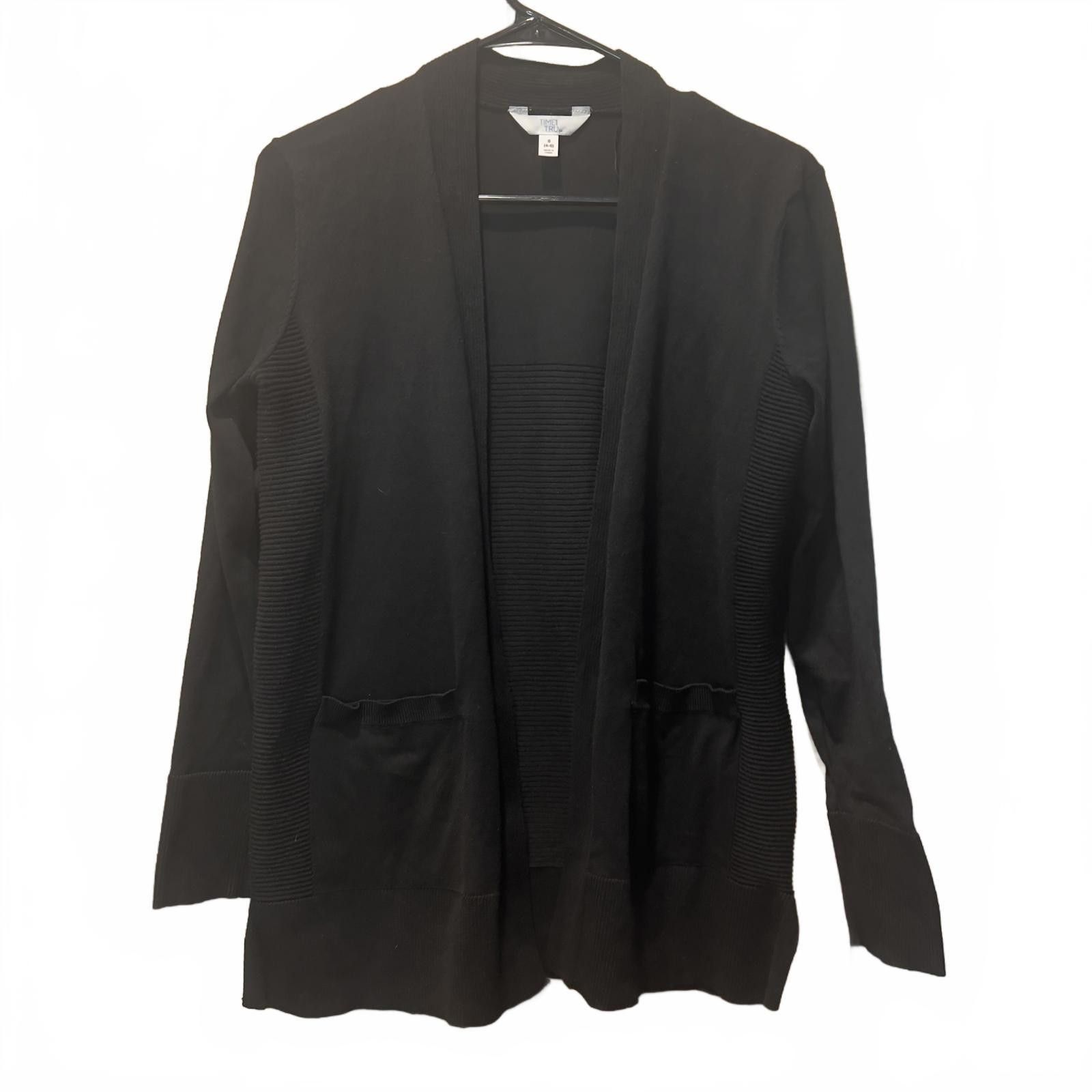 Other Time and Tru Women's Black Open Front Cardigan Sweater, Size Size S / US 4 / IT 40 - 1 Thumbnail