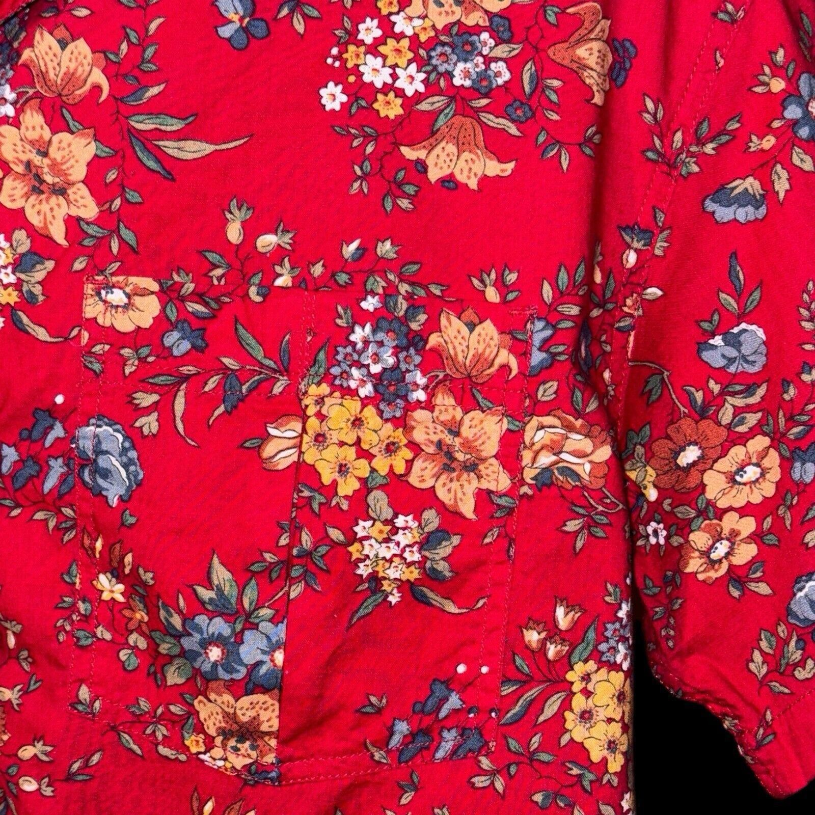 Designer NWT Vintage Liz Wear Claiborne Red Cotton Button Up Top Sz M Size M / US 6-8 / IT 42-44 - 2 Thumbnail