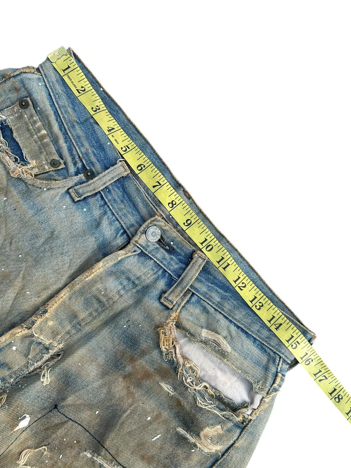 Levi's 80's THRASHED Levi's 6 Selvedge Reconstructed Repair Denim Size US 31 - 18 Thumbnail