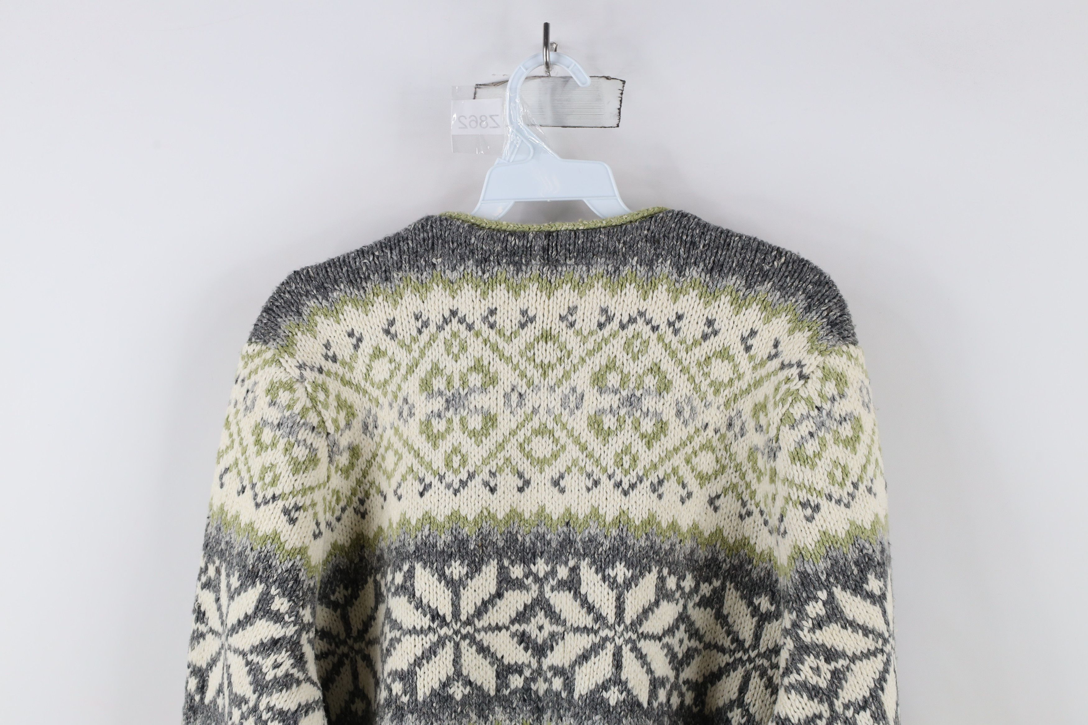 Vintage Vintage 90s Streetwear Fair Isle Wool Knit Cardigan Sweater Size XL / US 12-14 / IT 48-50 - 10 Thumbnail