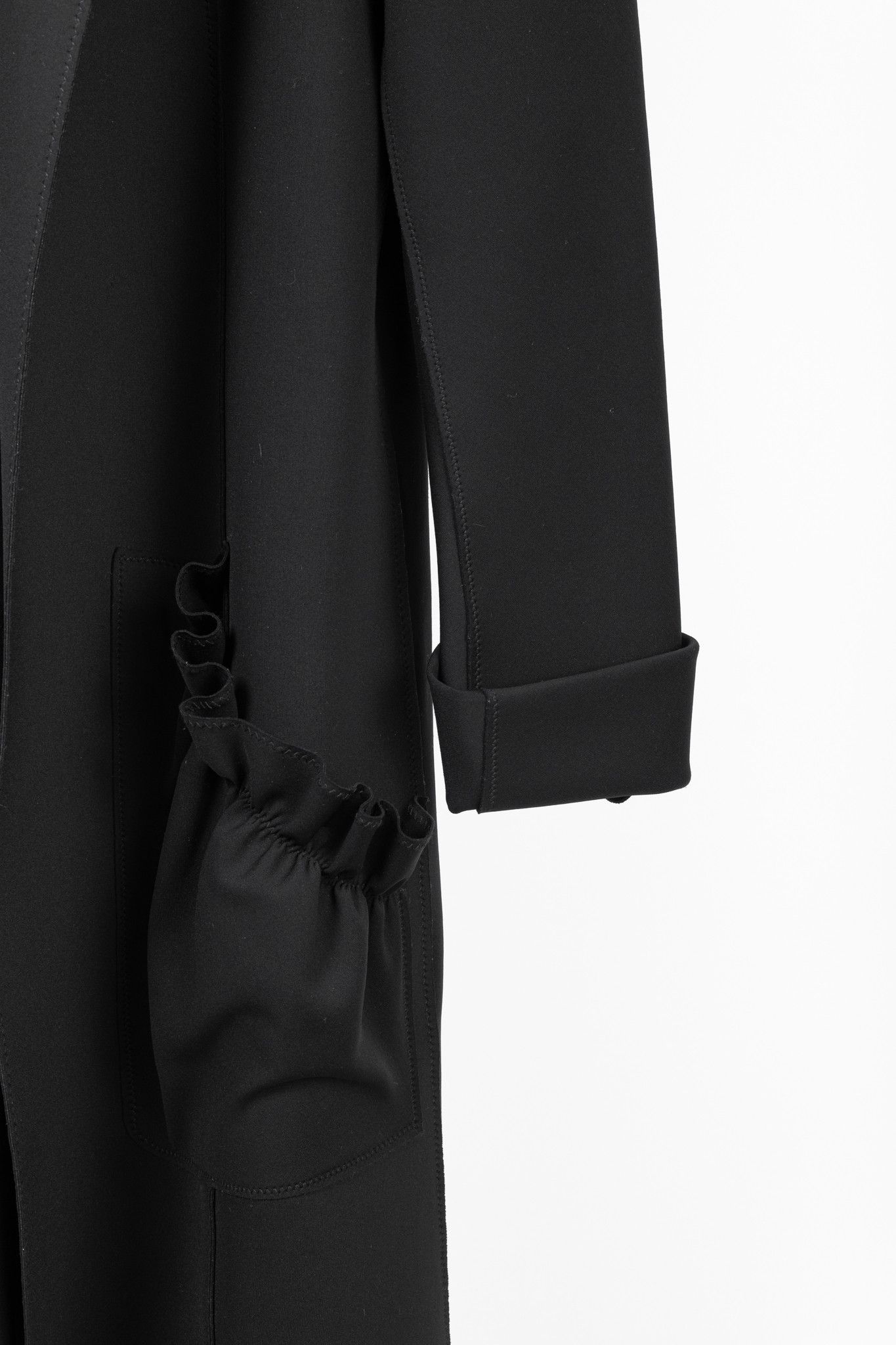 Marie Saint Pierre Marie Saint Pierre Neoprene Open-Front Ruffle-Pocket Coat Size L / US 10 / IT 46 - 6 Thumbnail