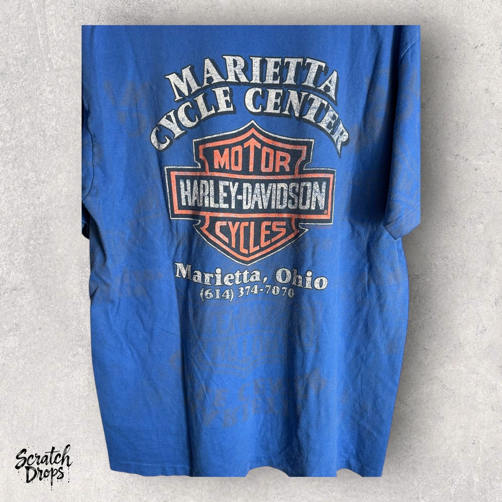 Harley Davidson Vtg 90s Harley Davidson AOP Shirt Size L Blue Single Stitch Size US L / EU 52-54 / 3 - 2 Thumbnail